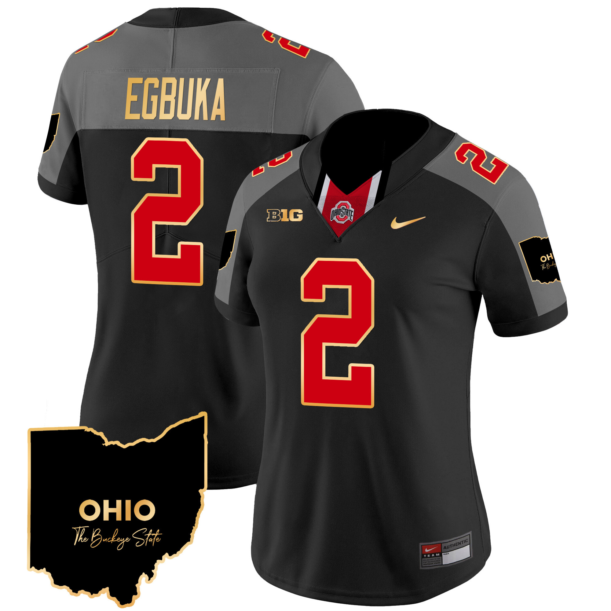 Women's Ohio State Buckeyes 2024 Home Patch Gold Trim Vapor Limited Jersey V2 - All Stitched