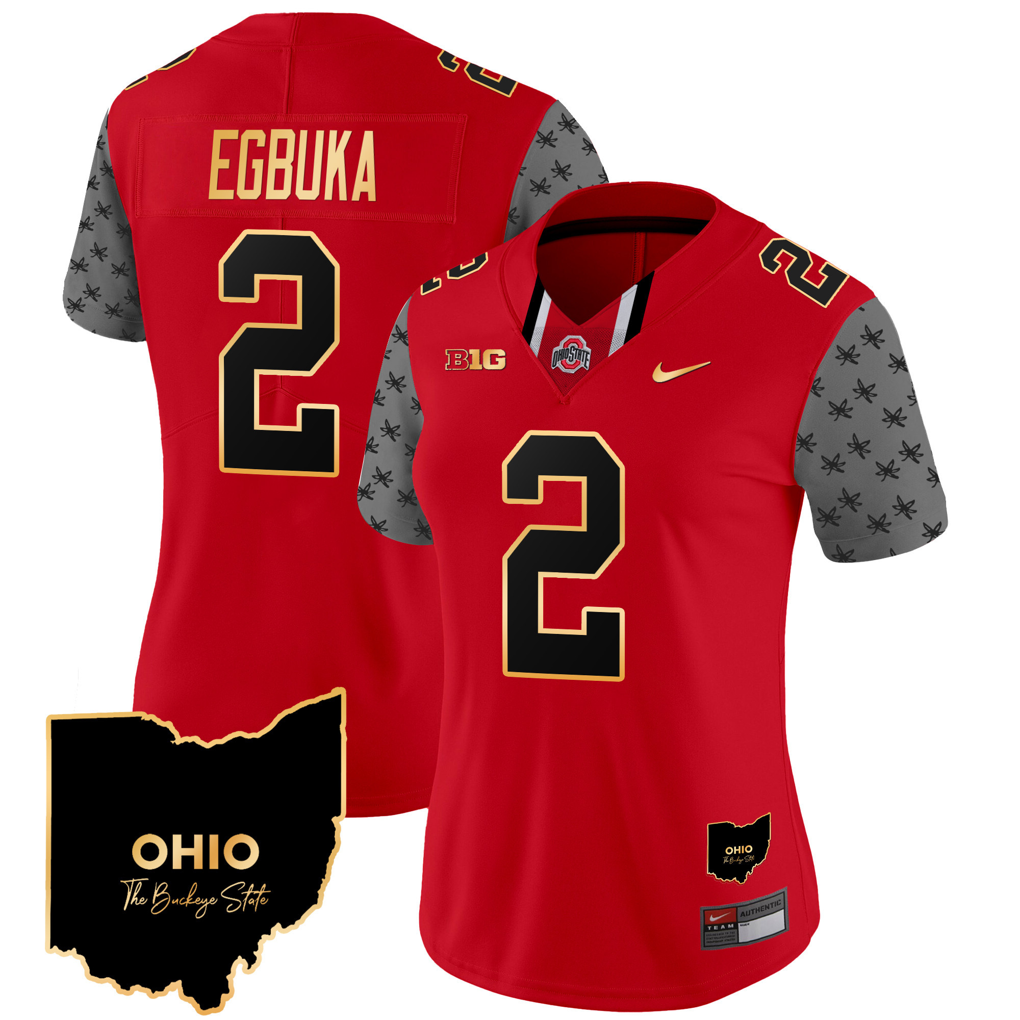 Women's Ohio State Buckeyes 2024 Home Patch Gold Trim Vapor Limited Jersey V2 - All Stitched