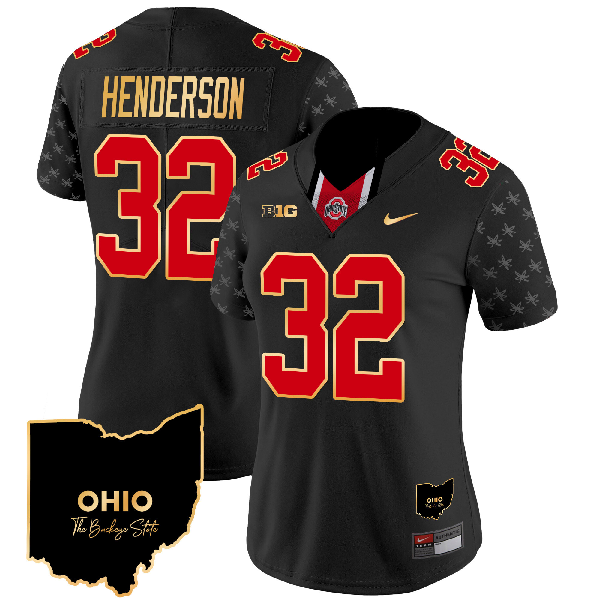 Women's Ohio State Buckeyes 2024 Home Patch Gold Trim Vapor Limited Jersey V2 - All Stitched
