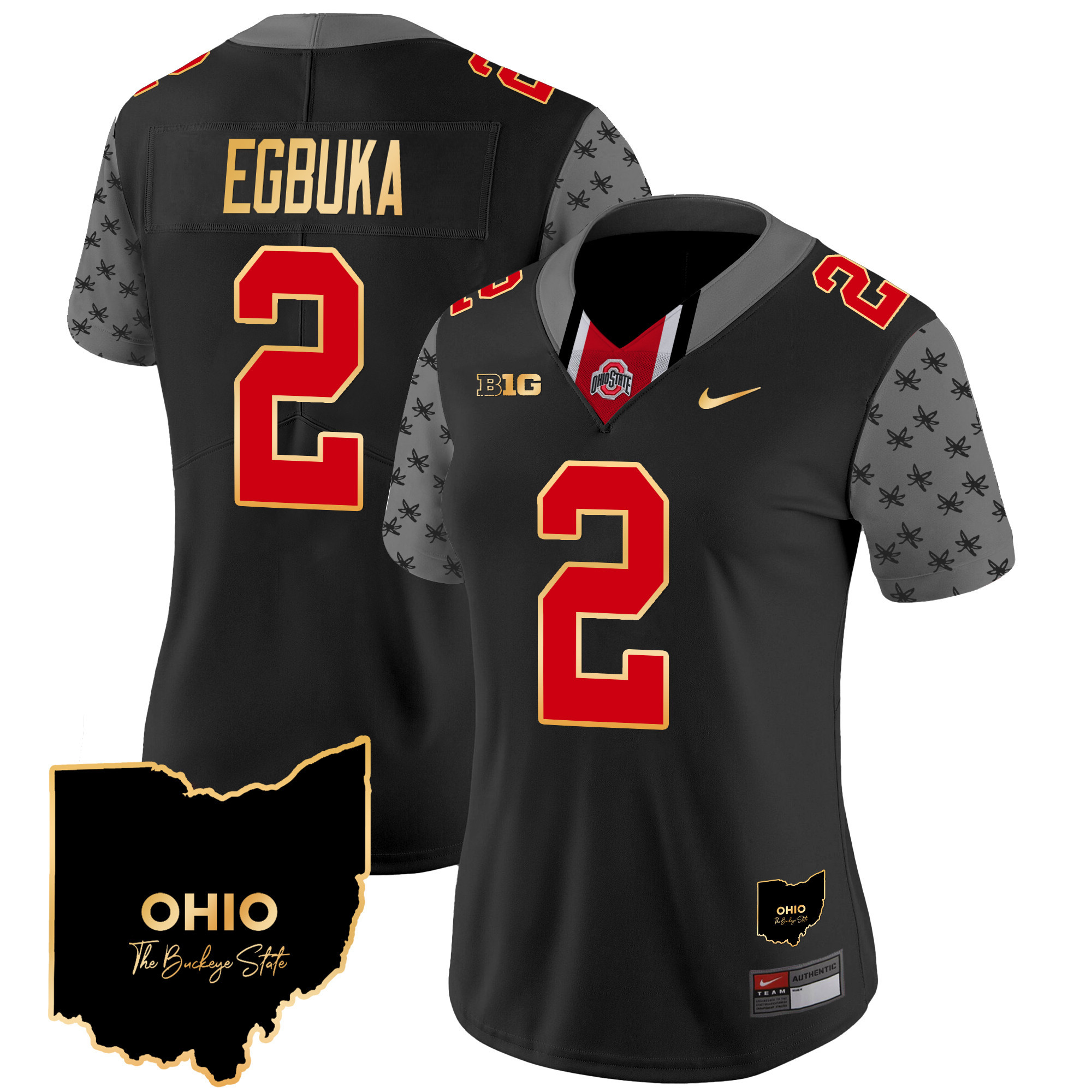 Women's Ohio State Buckeyes 2024 Home Patch Gold Trim Vapor Limited Jersey V2 - All Stitched