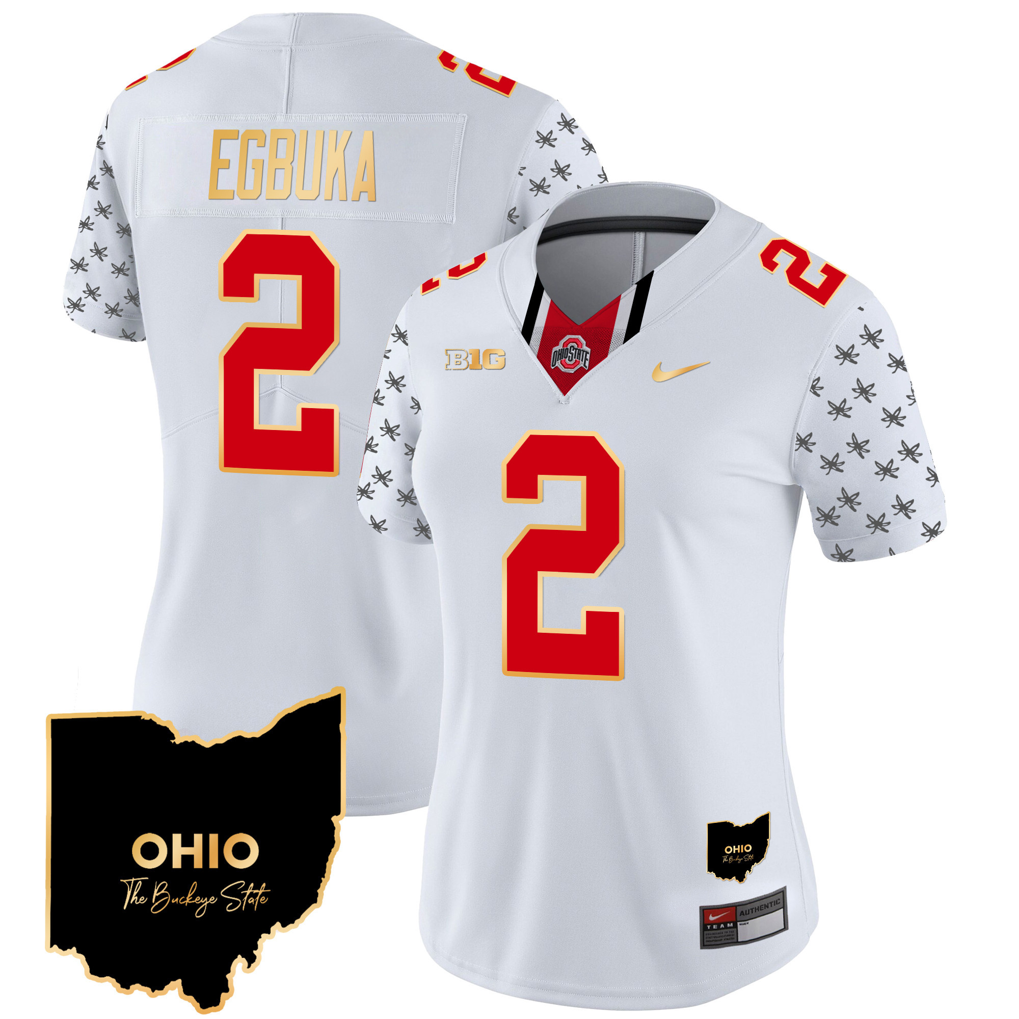 Women's Ohio State Buckeyes 2024 Home Patch Gold Trim Vapor Limited Jersey V2 - All Stitched