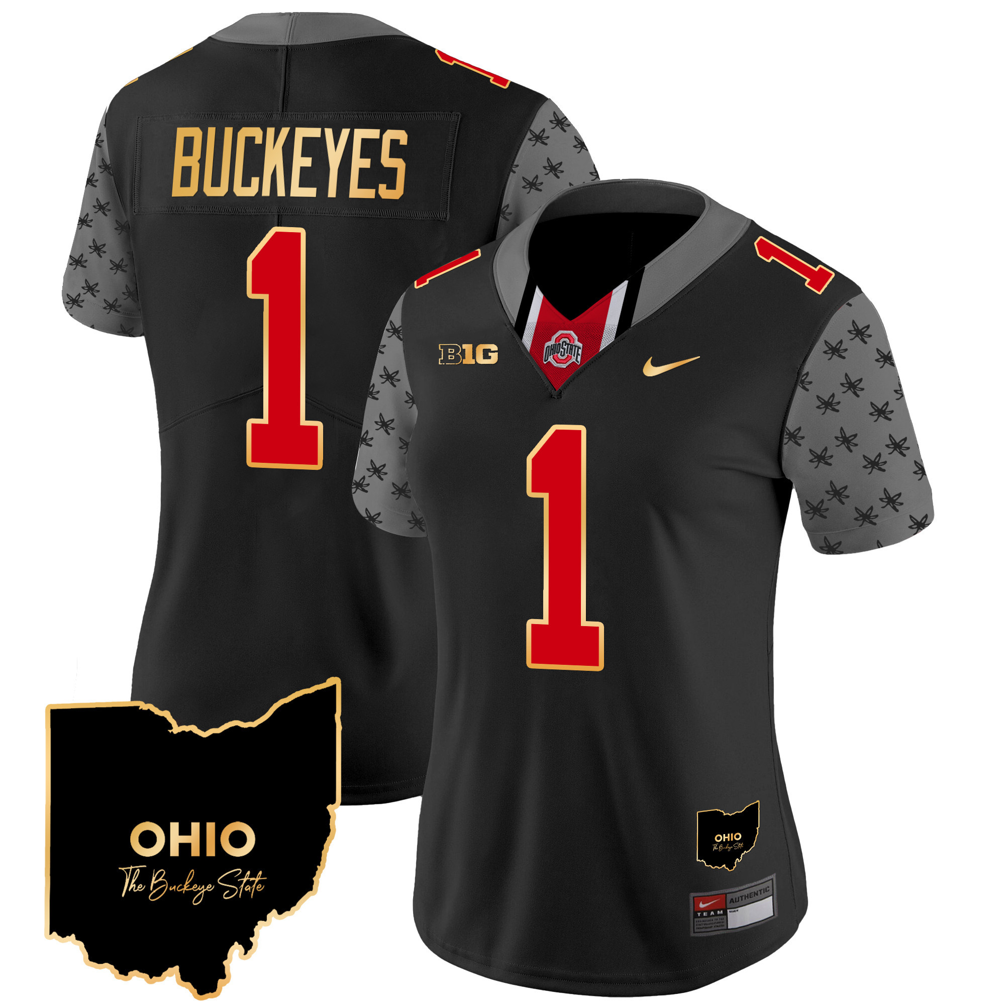 Women's Ohio State Buckeyes 2024 Home Patch Gold Trim Vapor Limited Jersey V2 - All Stitched