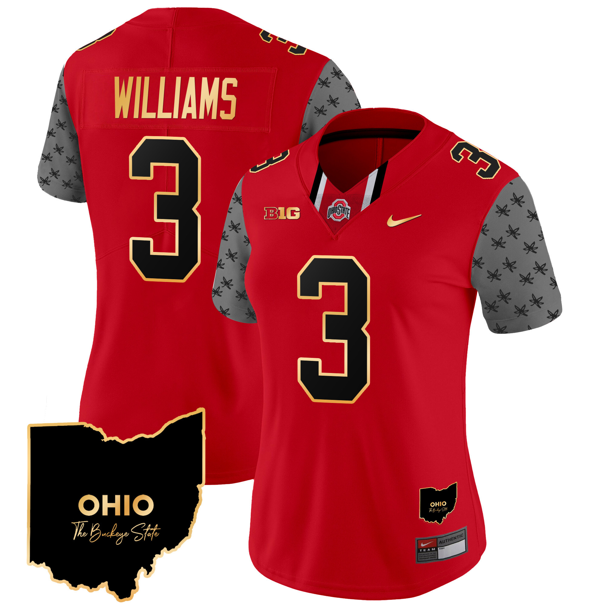 Women's Ohio State Buckeyes 2024 Home Patch Gold Trim Vapor Limited Jersey V2 - All Stitched