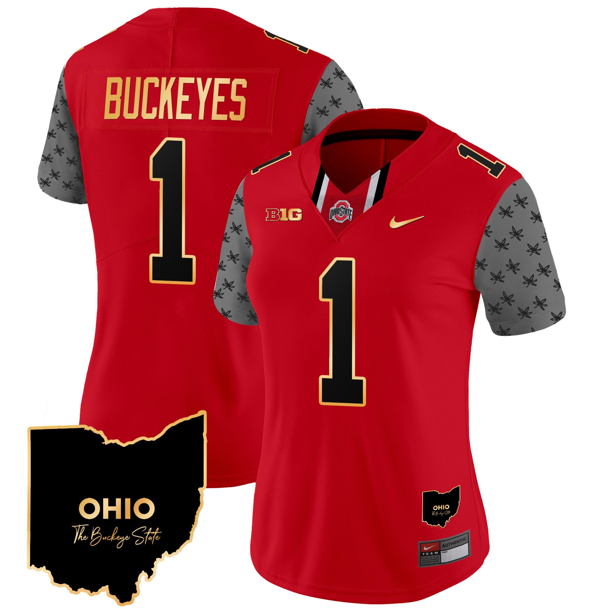 Women's Ohio State Buckeyes 2024 Home Patch Gold Trim Vapor Limited Jersey V2 - All Stitched