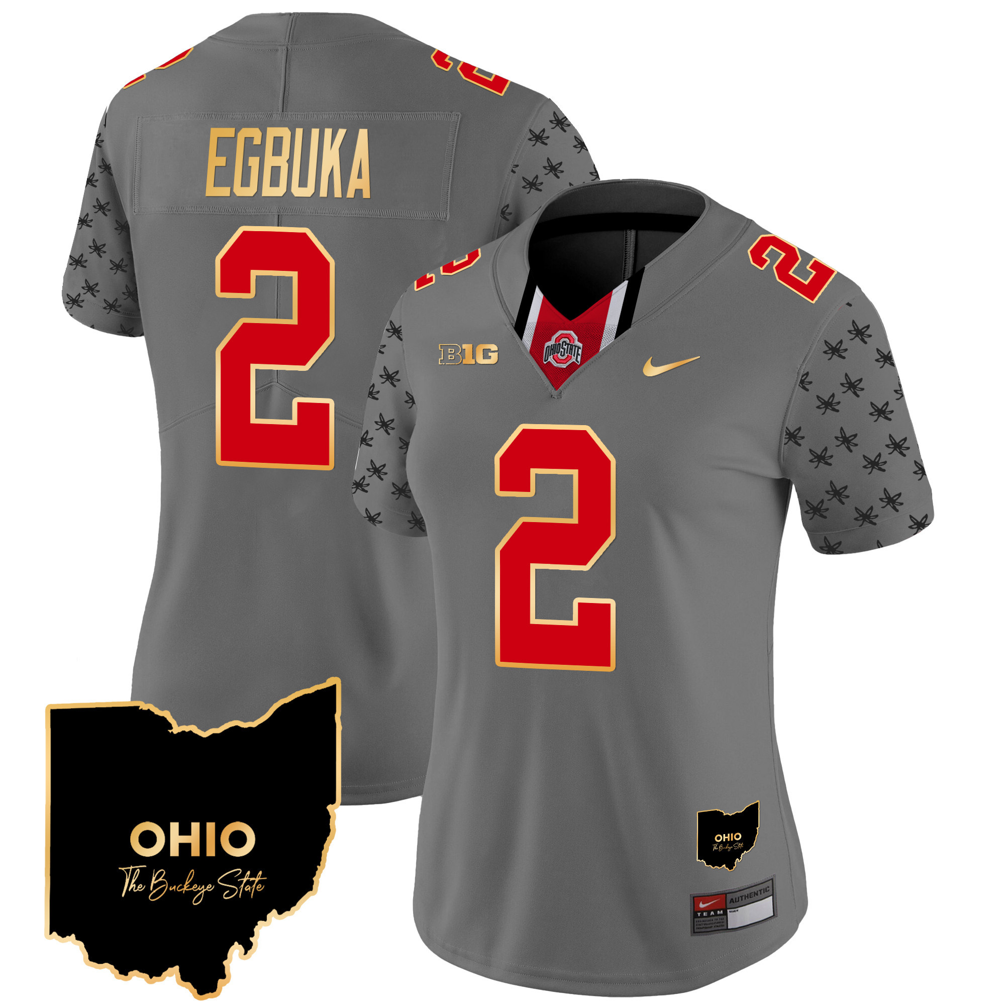 Women's Ohio State Buckeyes 2024 Home Patch Gold Trim Vapor Limited Jersey V2 - All Stitched