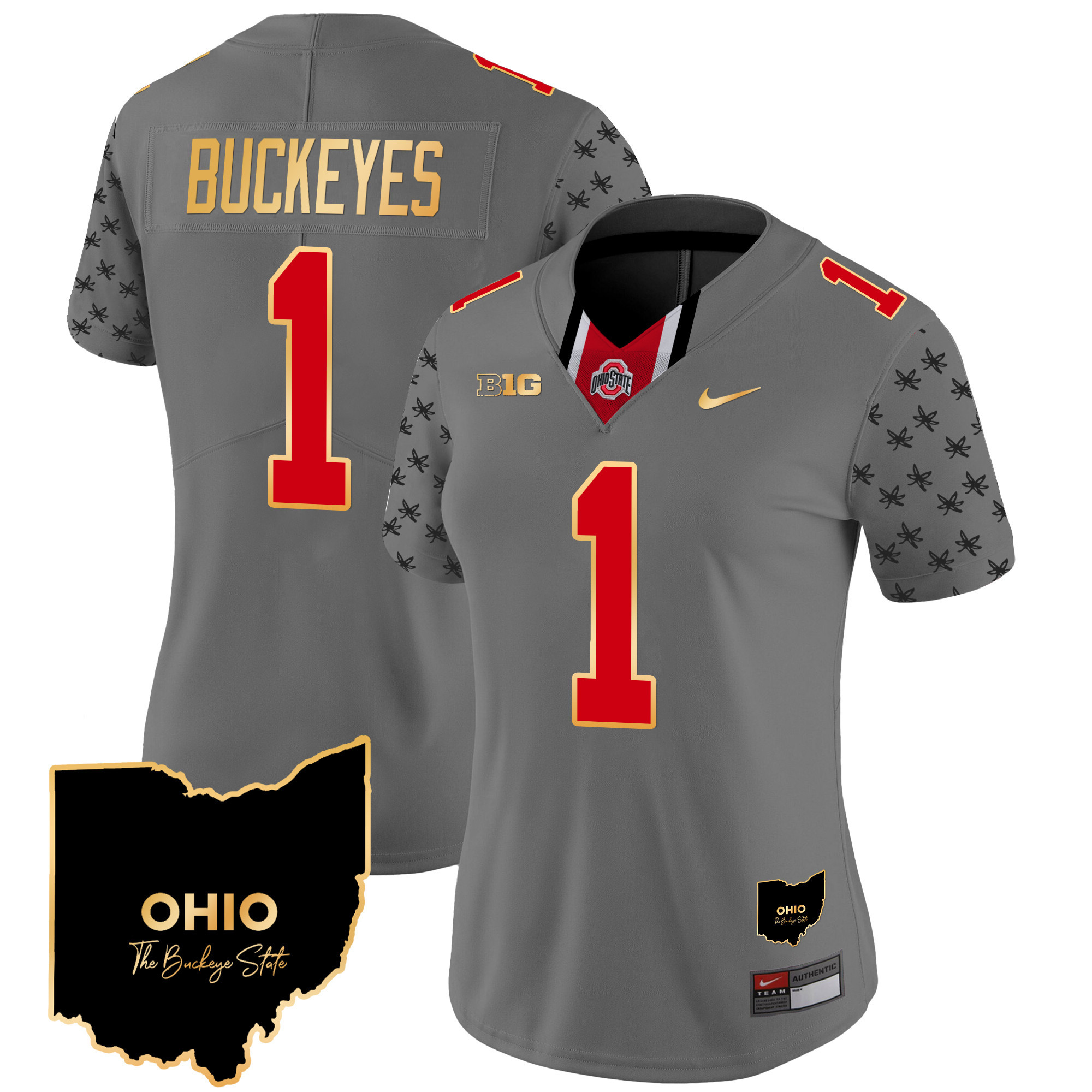 Women's Ohio State Buckeyes 2024 Home Patch Gold Trim Vapor Limited Jersey V2 - All Stitched