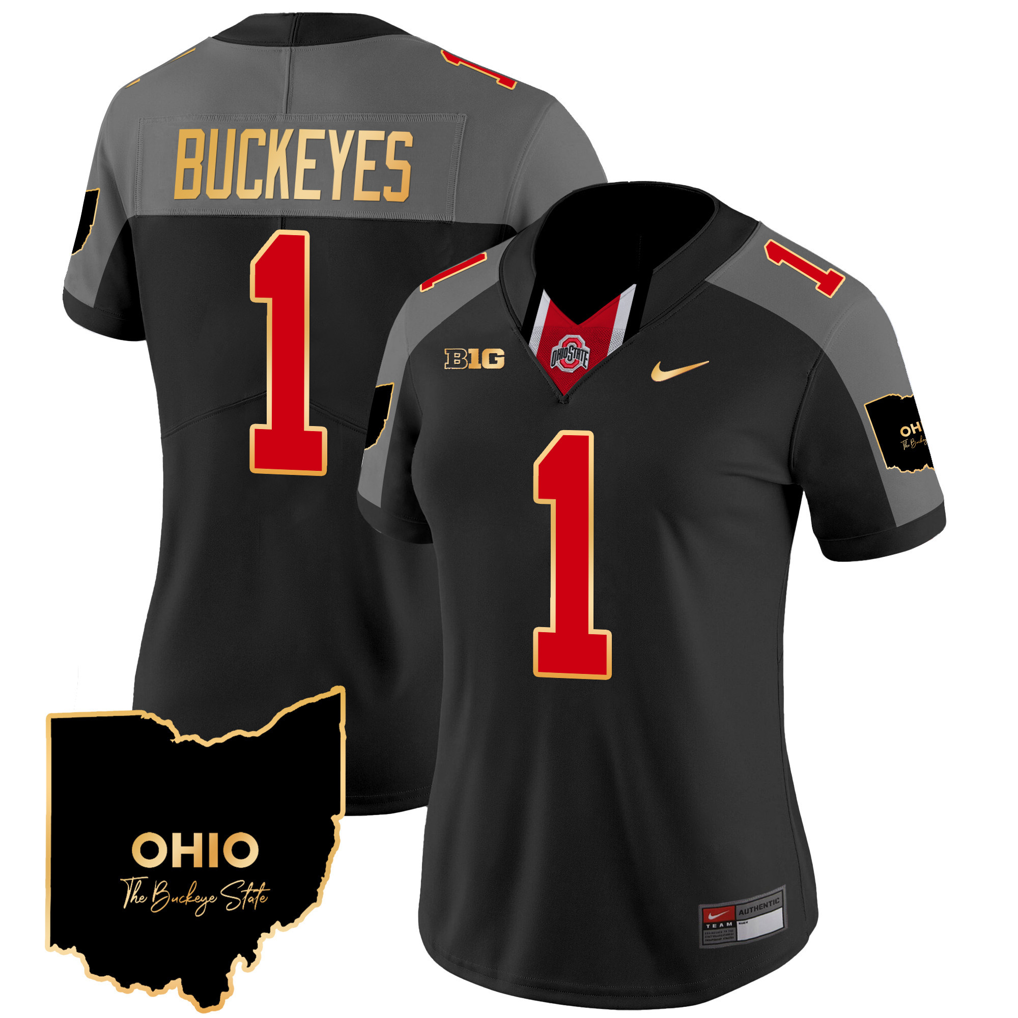 Women's Ohio State Buckeyes 2024 Home Patch Gold Trim Vapor Limited Jersey V2 - All Stitched