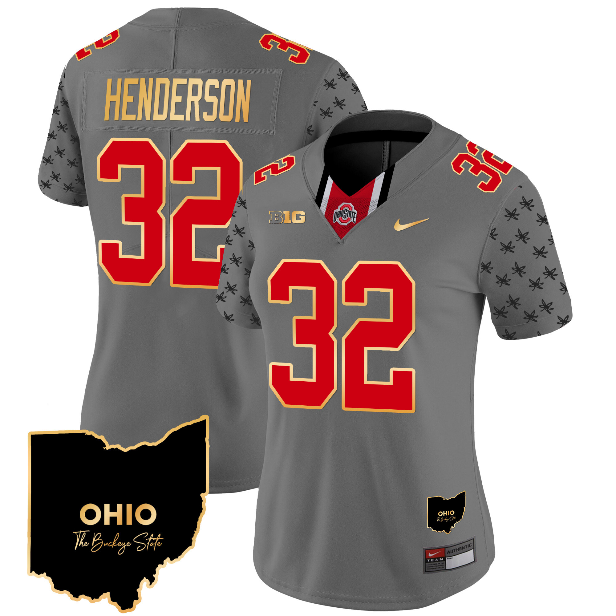 Women's Ohio State Buckeyes 2024 Home Patch Gold Trim Vapor Limited Jersey V2 - All Stitched