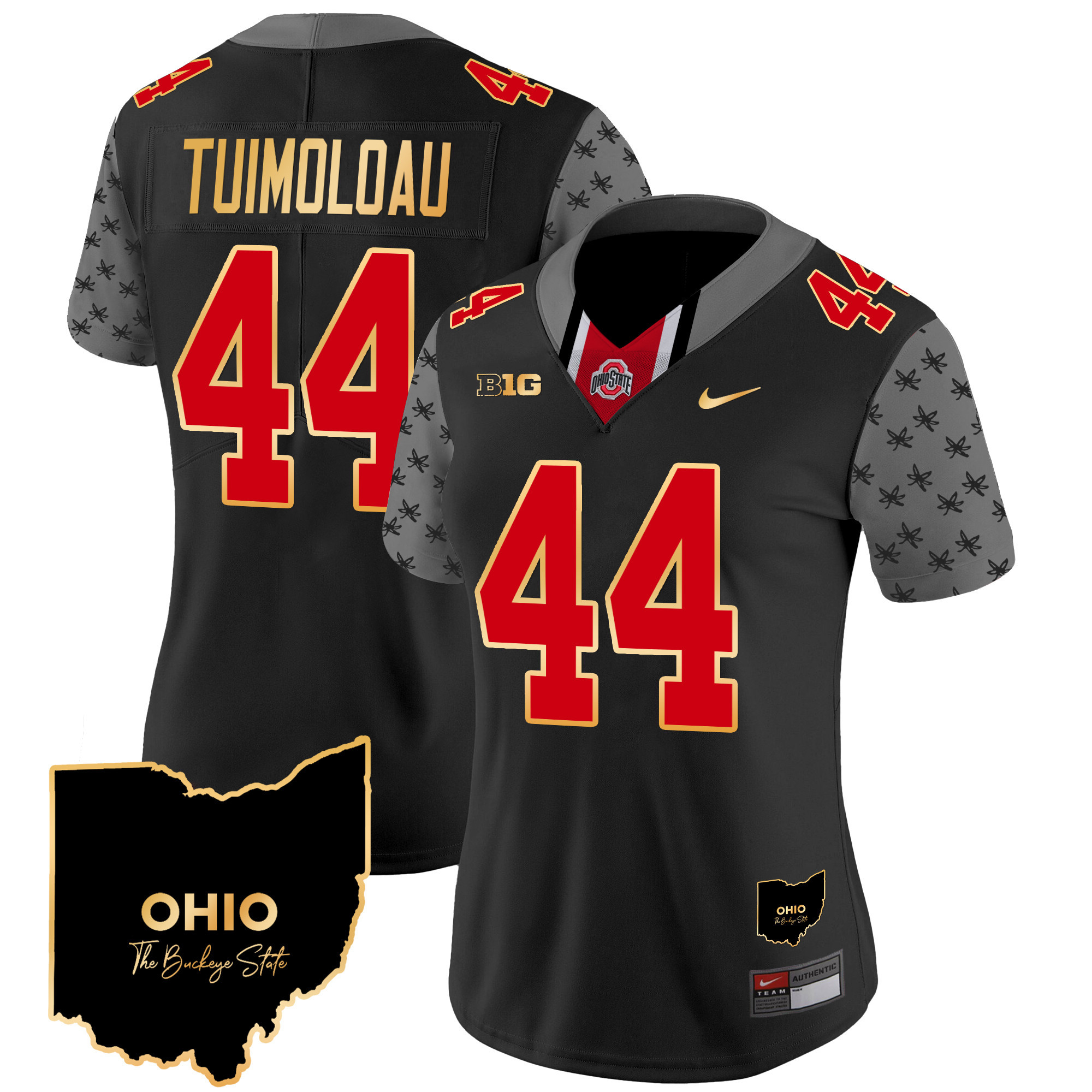 Women's Ohio State Buckeyes 2024 Home Patch Gold Trim Vapor Limited Jersey V2 - All Stitched