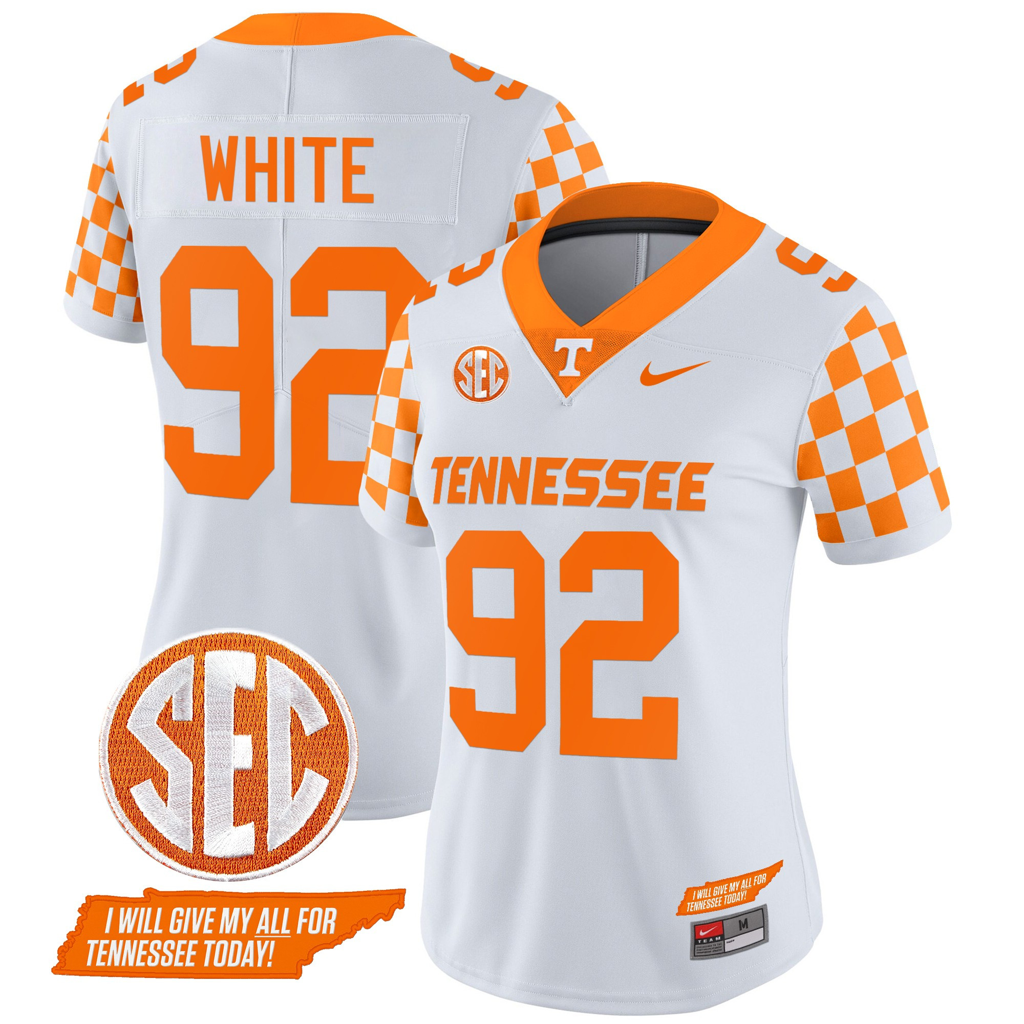 Women's Tennessee Volunteers 2024 Checkerboard Vapor Limited Jersey V2 - All Stitched
