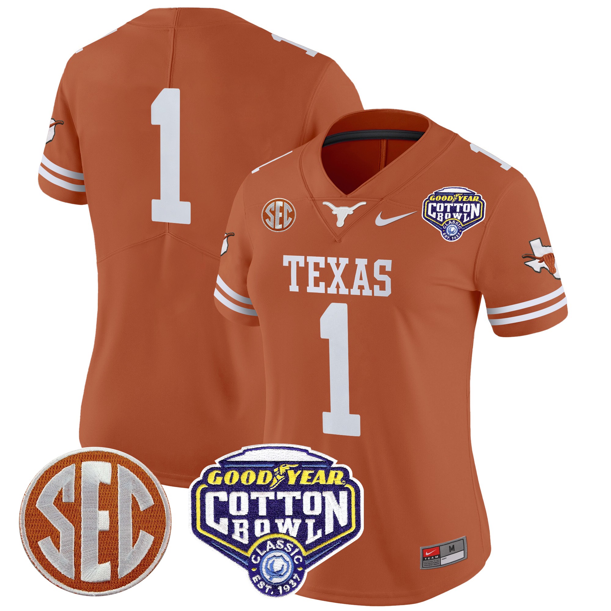 Women's Texas Longhorns Cotton Bowl Patch Vapor Limited Jersey - All Stitched