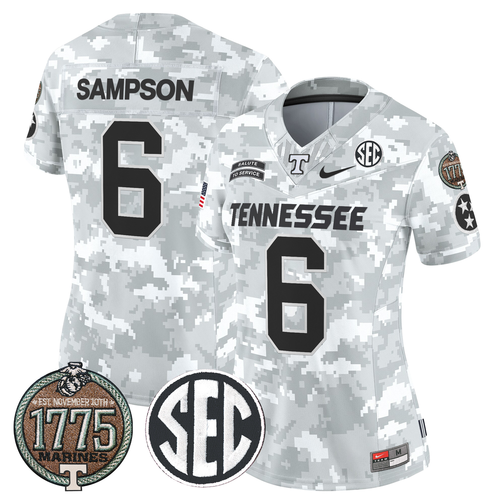 Women's Volunteers 2024 Salute to Service Establishment Year Patch Vapor Limited Jersey - All Stitched