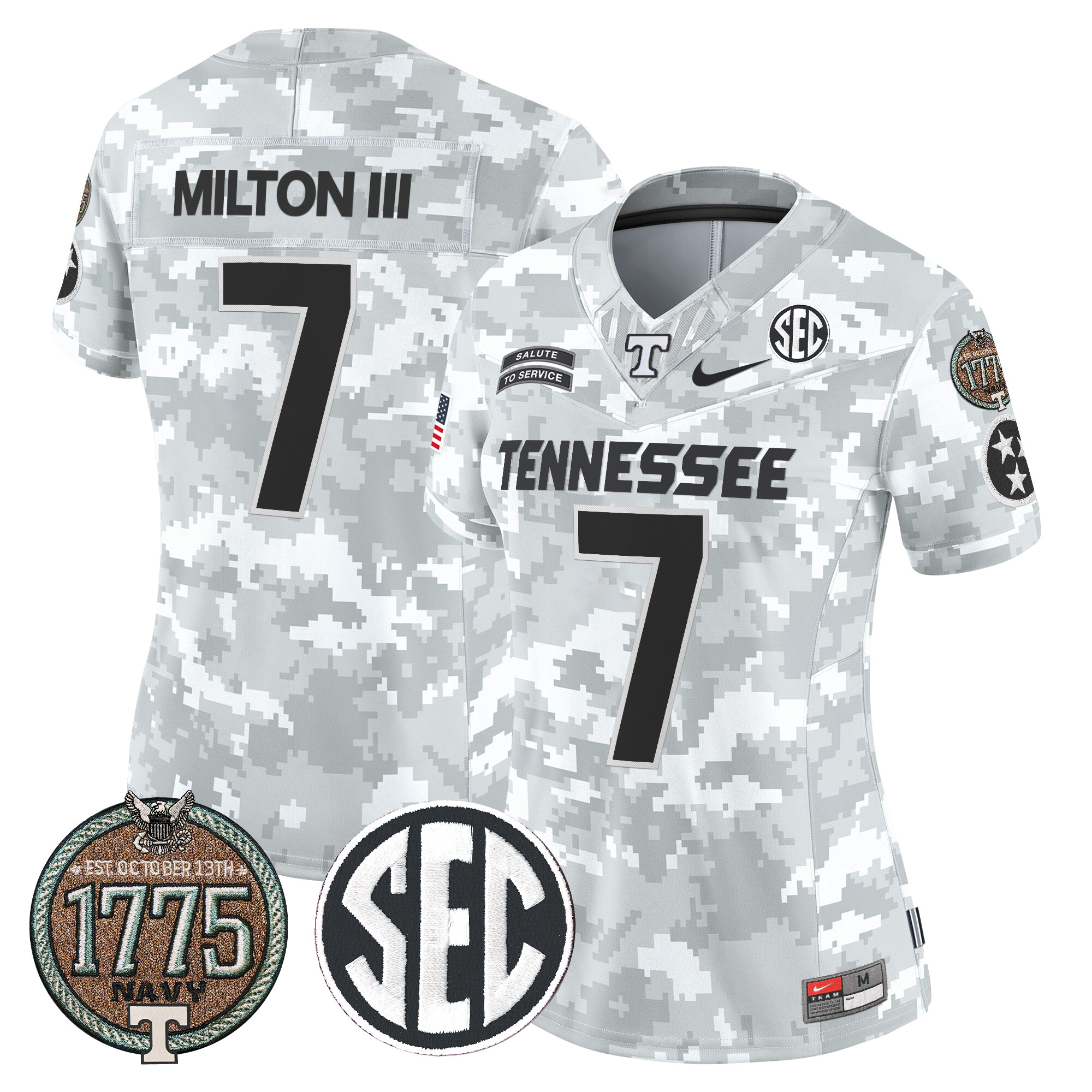 Women's Volunteers 2024 Salute to Service Establishment Year Patch Vapor Limited Jersey - All Stitched