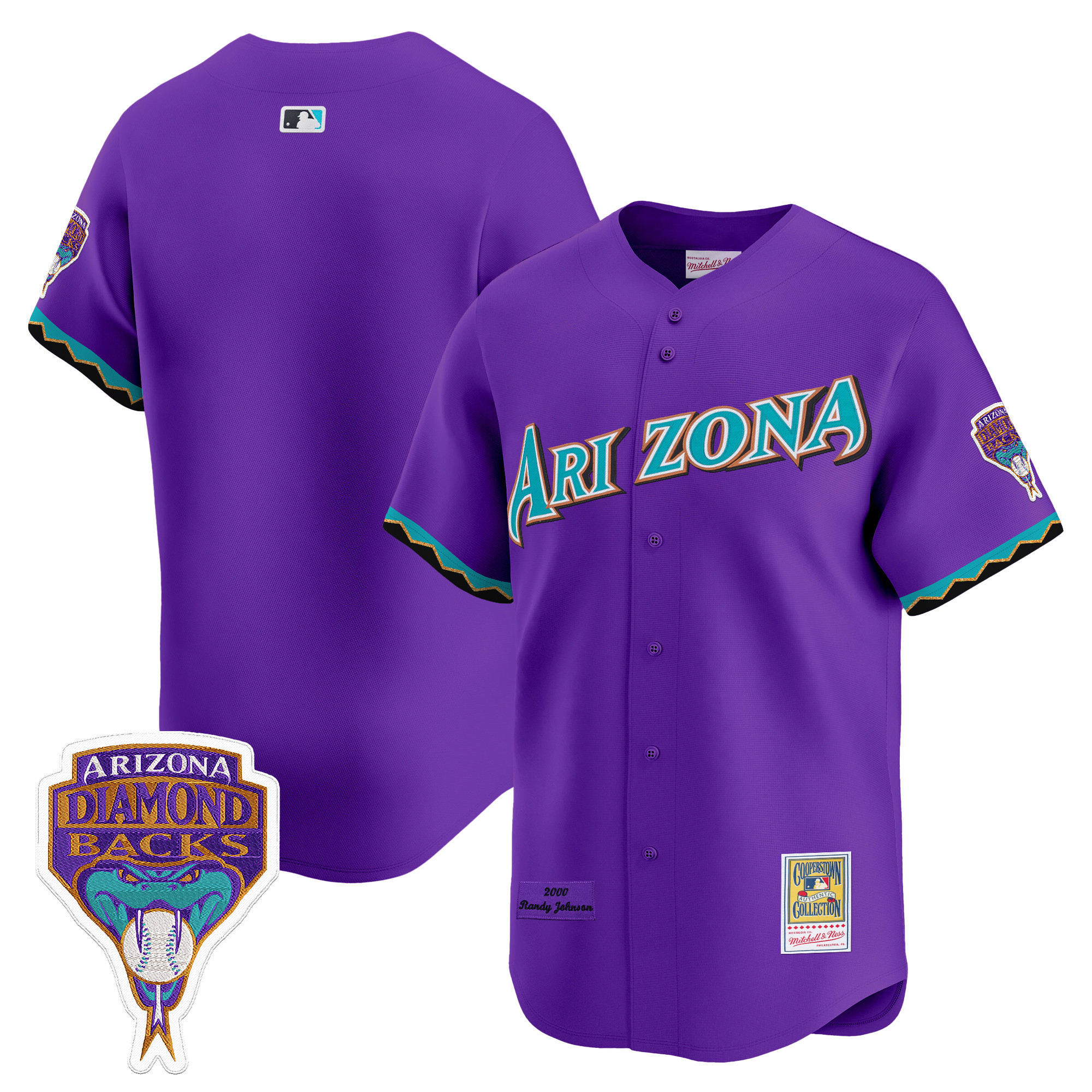 Arizona Diamondbacks Randy Johnson Patch 2000 Cooperstown Throwback Jersey - All Stitched