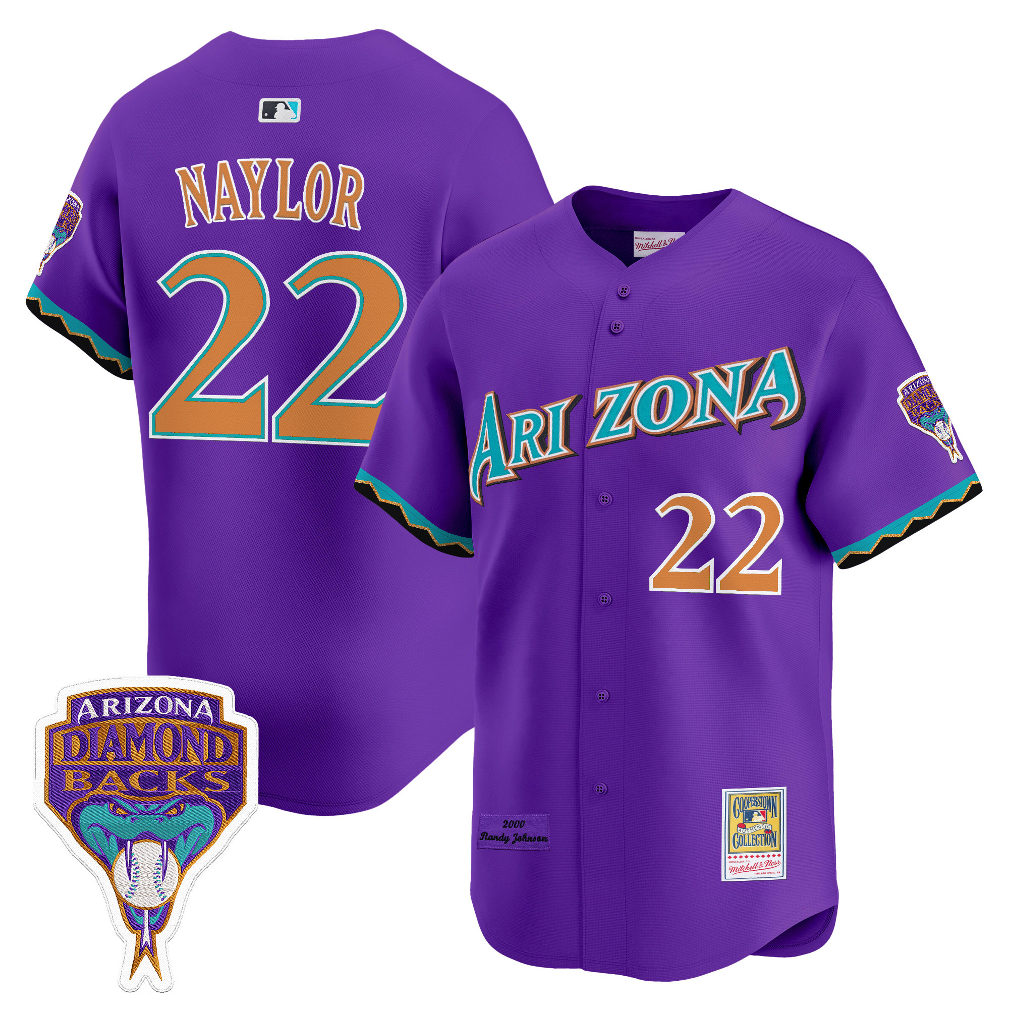 Arizona Diamondbacks Randy Johnson Patch 2000 Cooperstown Throwback Jersey - All Stitched