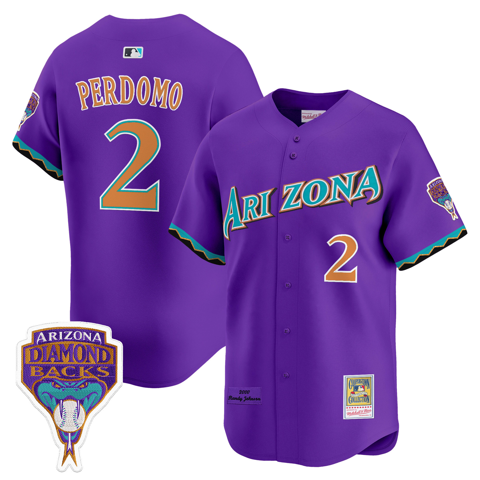 Arizona Diamondbacks Randy Johnson Patch 2000 Cooperstown Throwback Jersey - All Stitched