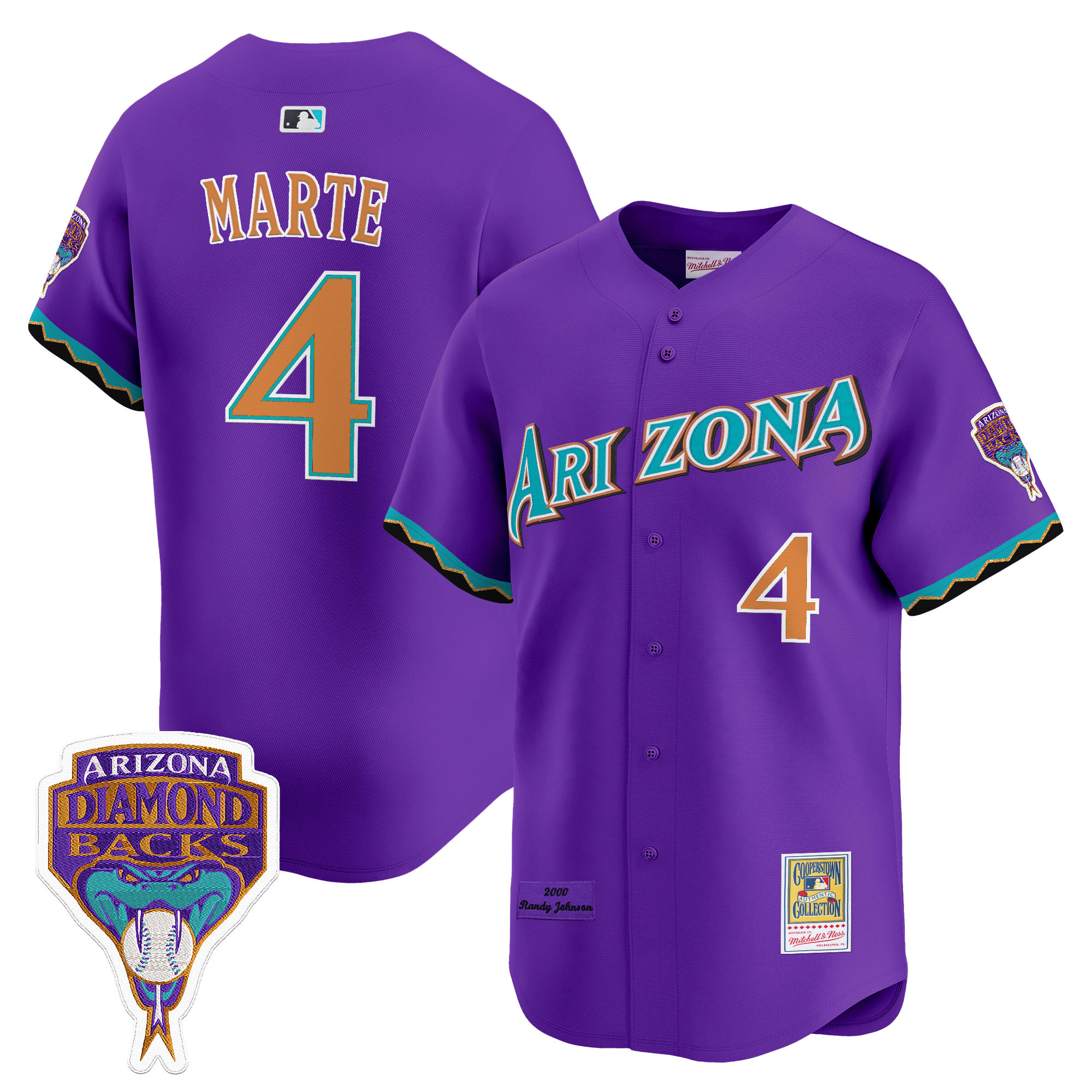 Arizona Diamondbacks Randy Johnson Patch 2000 Cooperstown Throwback Jersey - All Stitched
