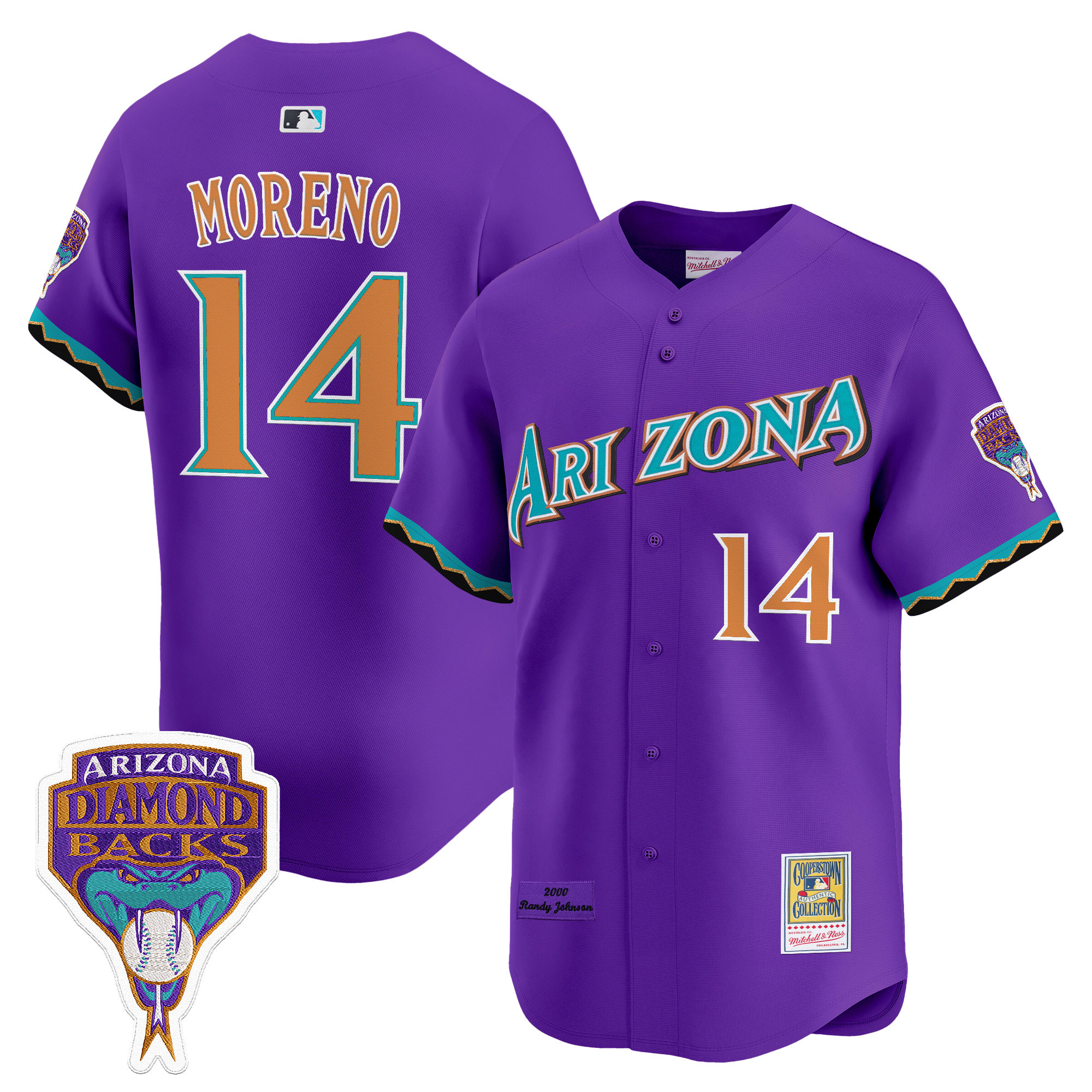 Arizona Diamondbacks Randy Johnson Patch 2000 Cooperstown Throwback Jersey - All Stitched