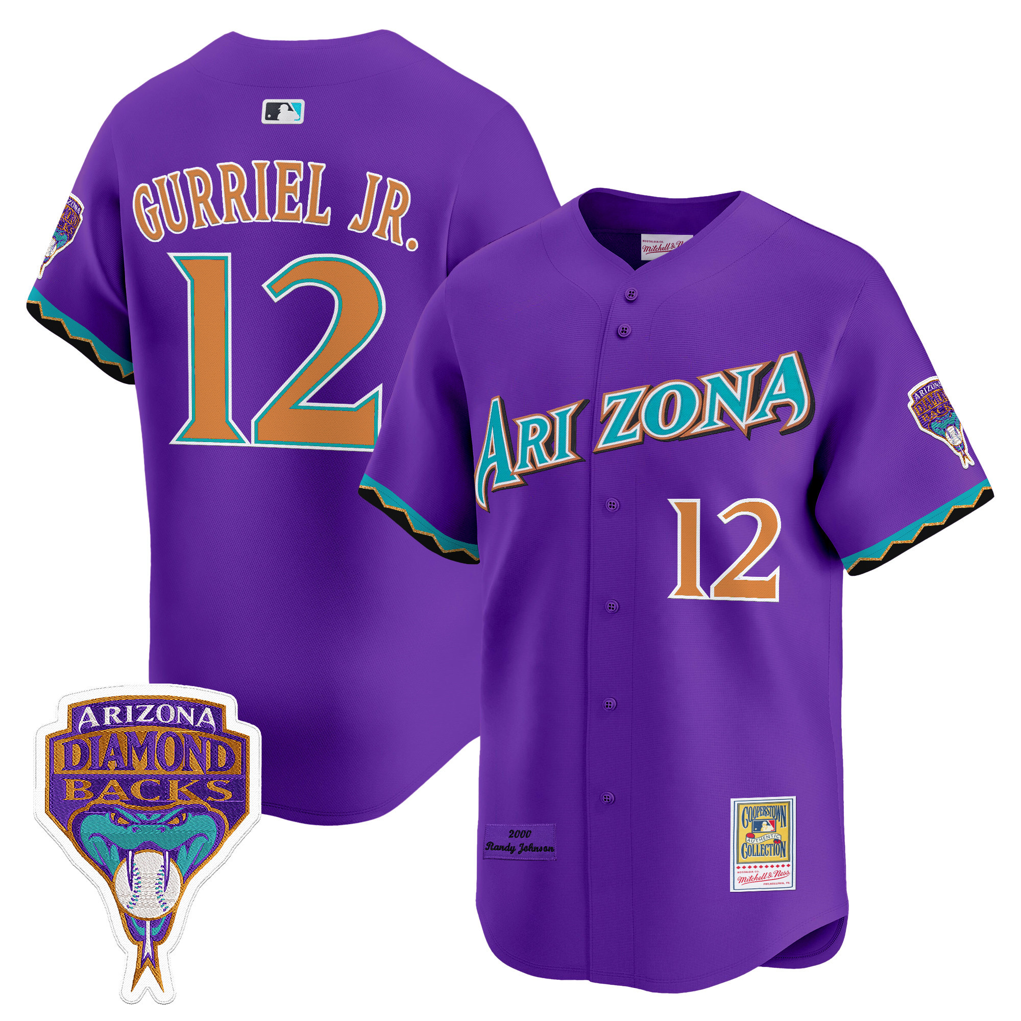 Arizona Diamondbacks Randy Johnson Patch 2000 Cooperstown Throwback Jersey - All Stitched