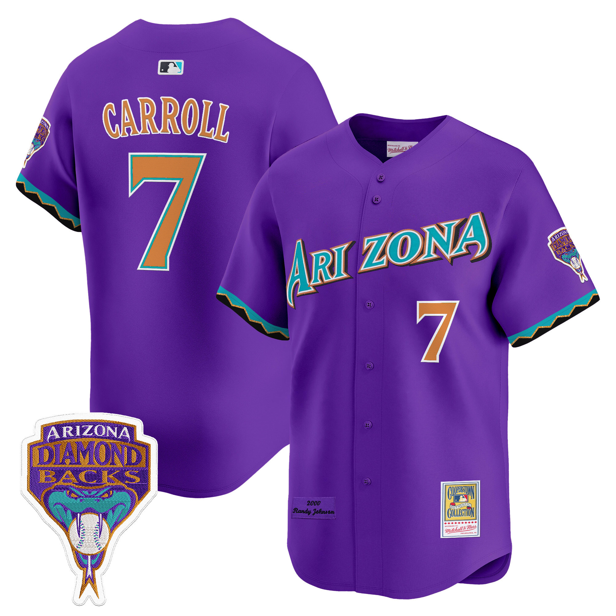 Arizona Diamondbacks Randy Johnson Patch 2000 Cooperstown Throwback Jersey - All Stitched