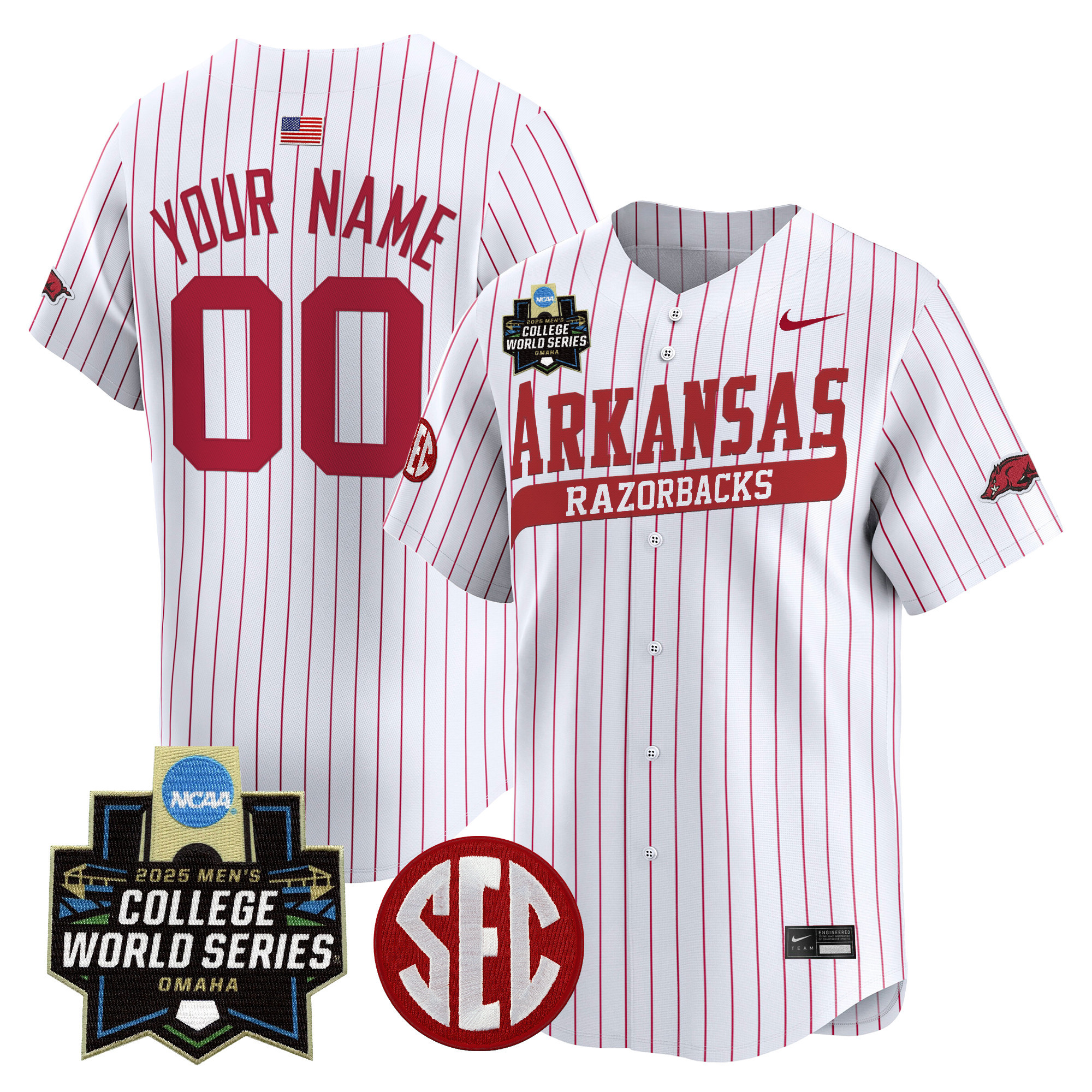 Arkansas Razorbacks 2025 World Series Vapor Premier Limited Custom Jersey - All Stitched