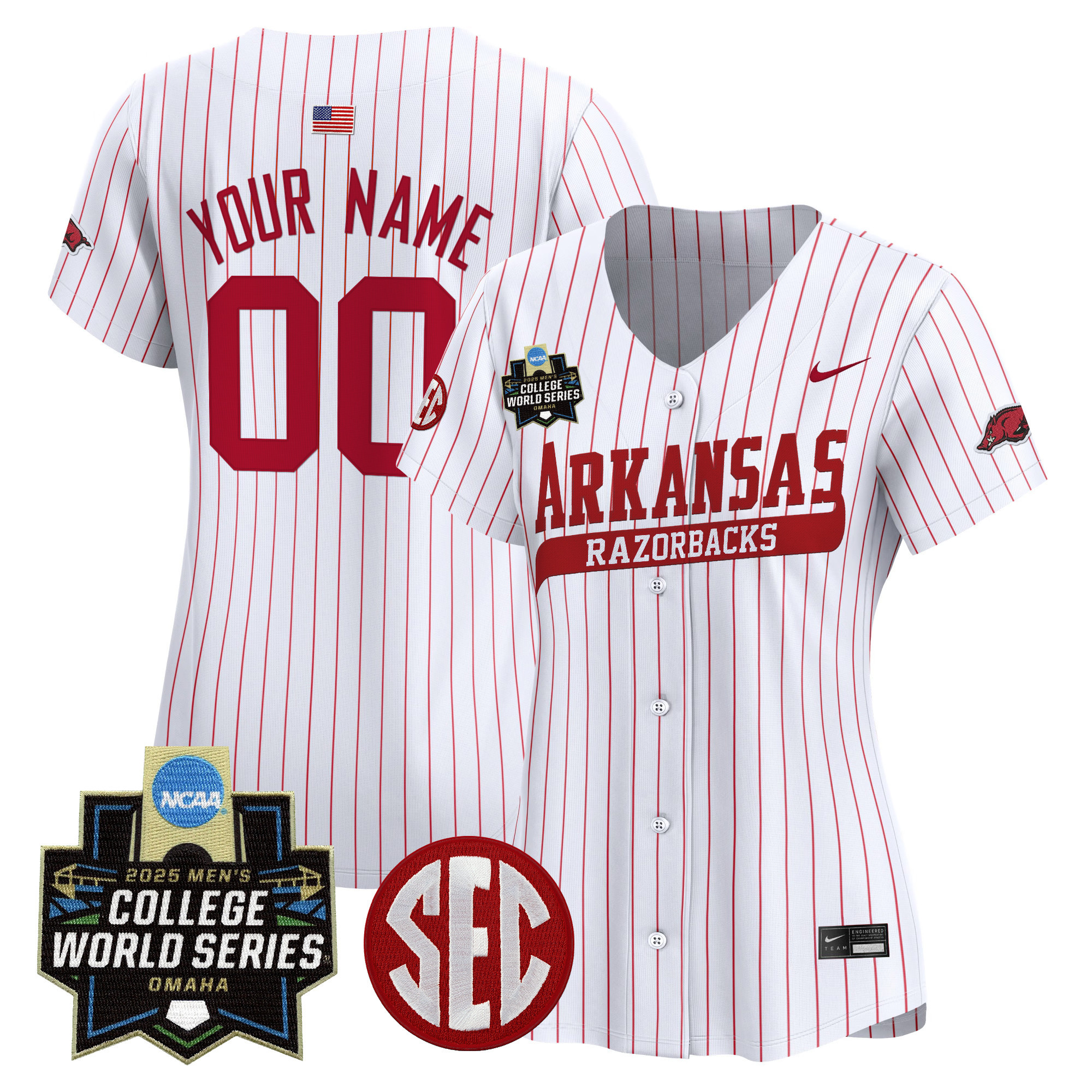 Arkansas Razorbacks 2025 World Series Vapor Premier Limited Custom Jersey - All Stitched