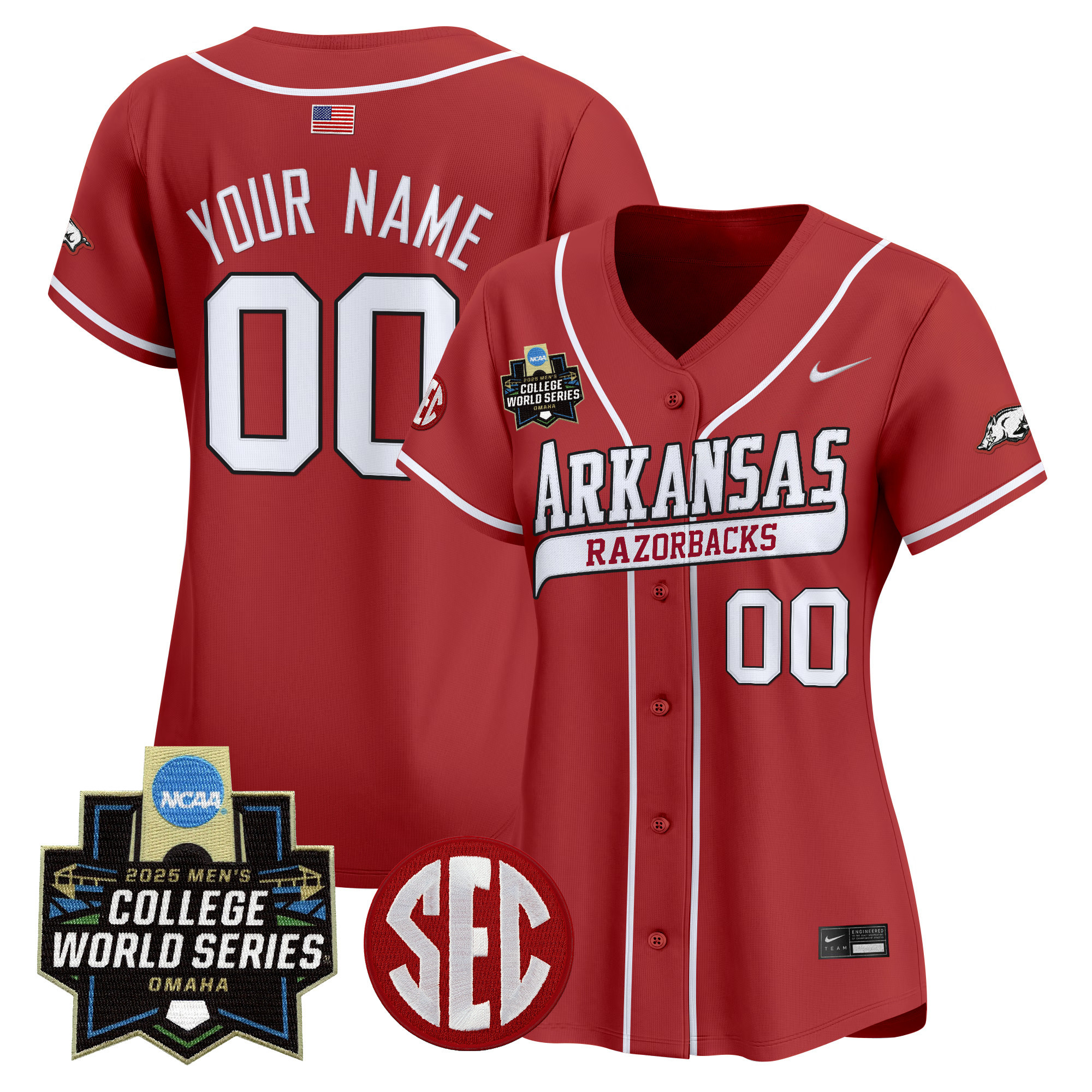 Arkansas Razorbacks 2025 World Series Vapor Premier Limited Custom Jersey - All Stitched