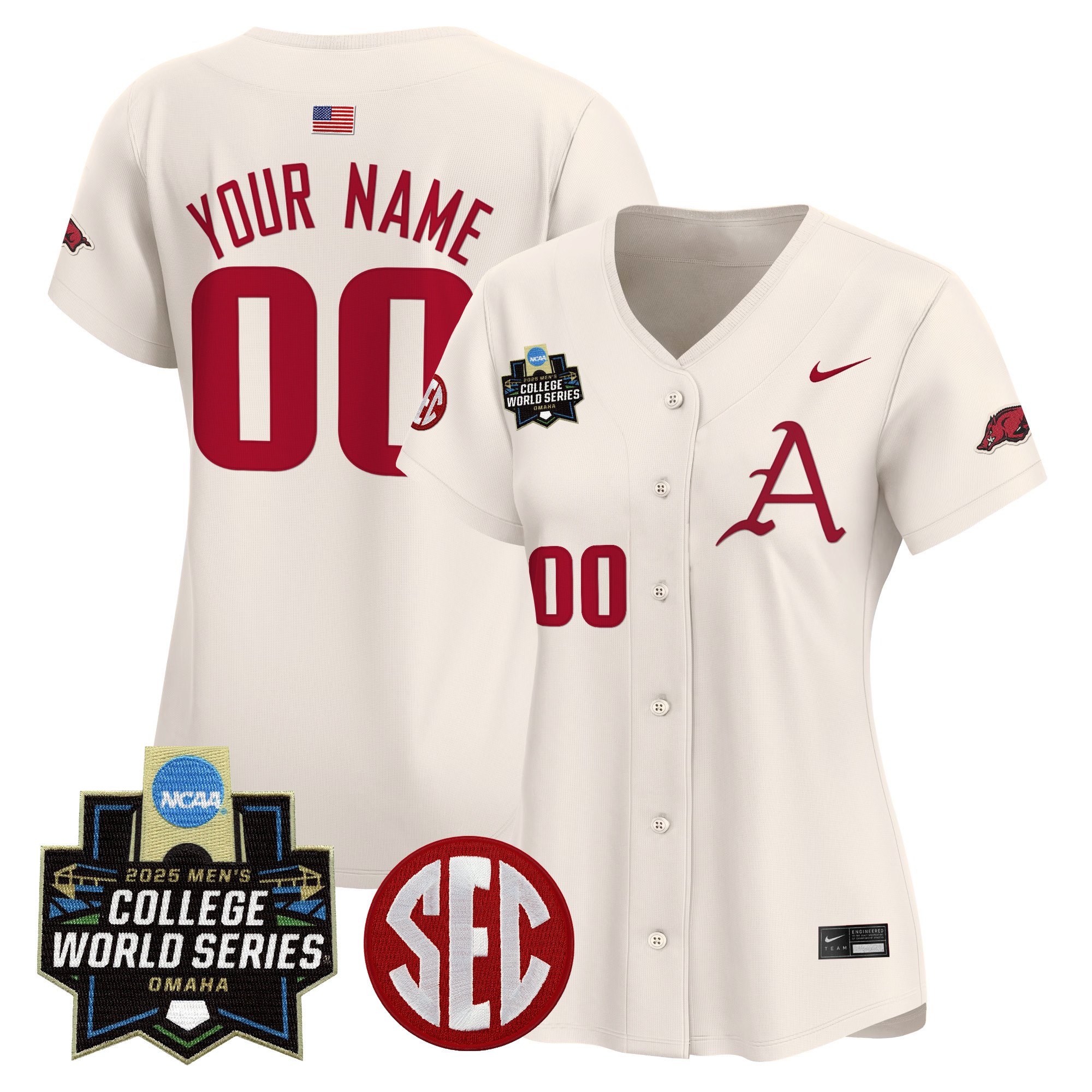 Arkansas Razorbacks 2025 World Series Vapor Premier Limited Custom Jersey - All Stitched