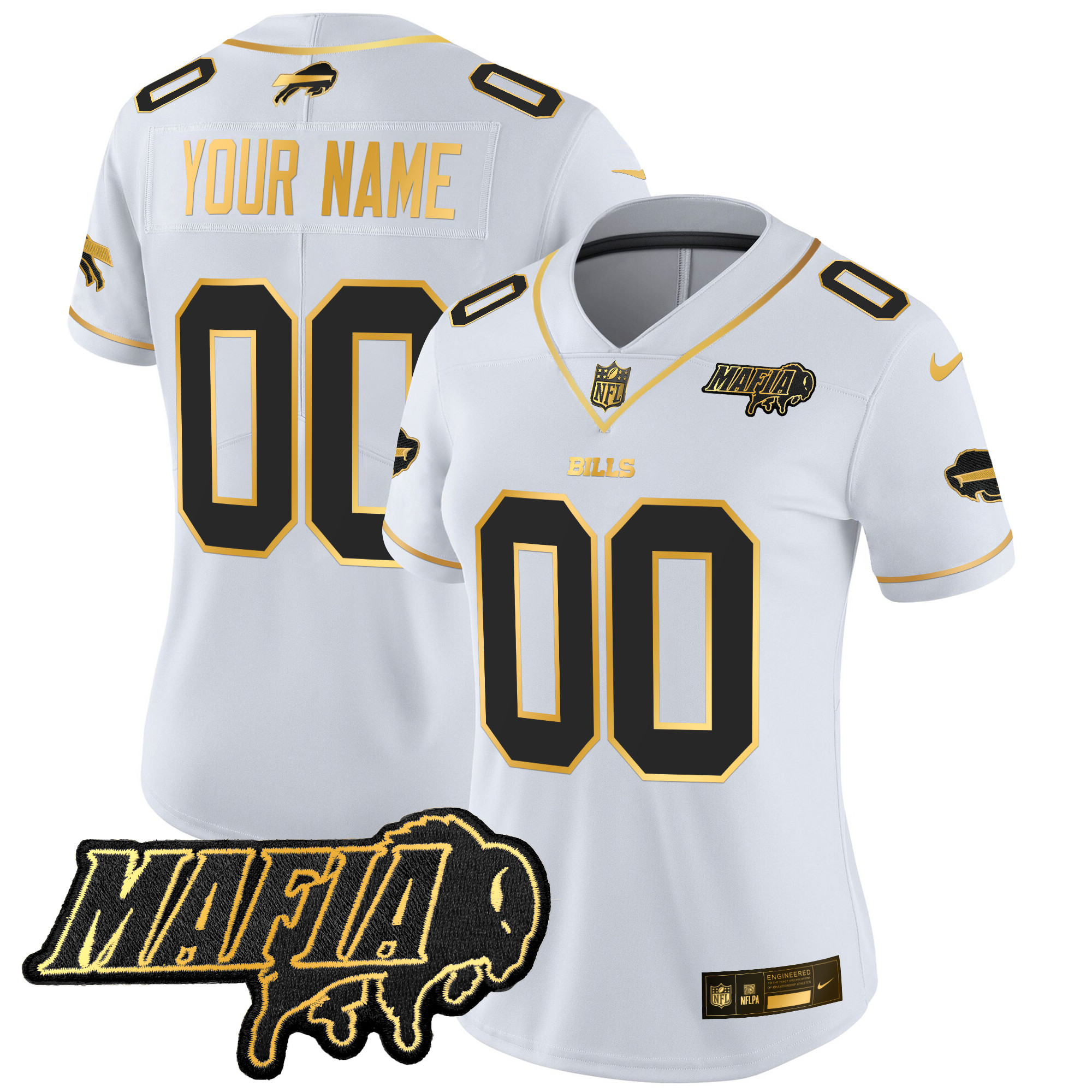 Buffalo Bills 2025 Bills Mafia Patch Gold Vapor Limited Custom Jersey - All Stitched