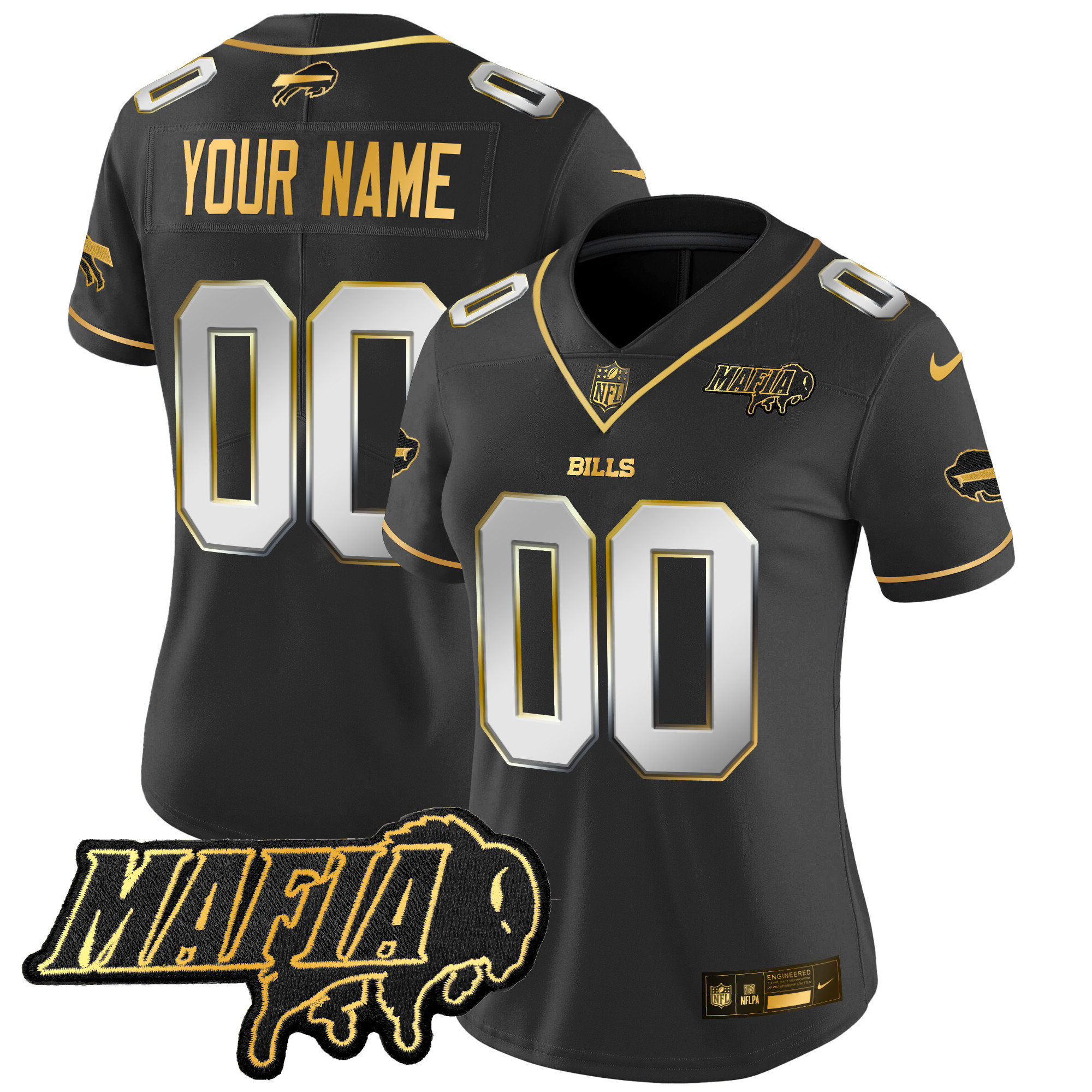 Buffalo Bills 2025 Bills Mafia Patch Gold Vapor Limited Custom Jersey - All Stitched