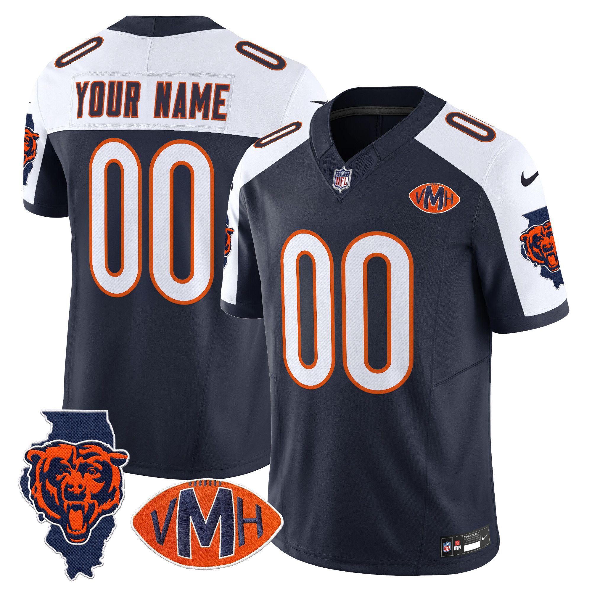 Chicago Bears Virginia McCaskey Memorial Patch Vapor Custom Jersey - All Stitched