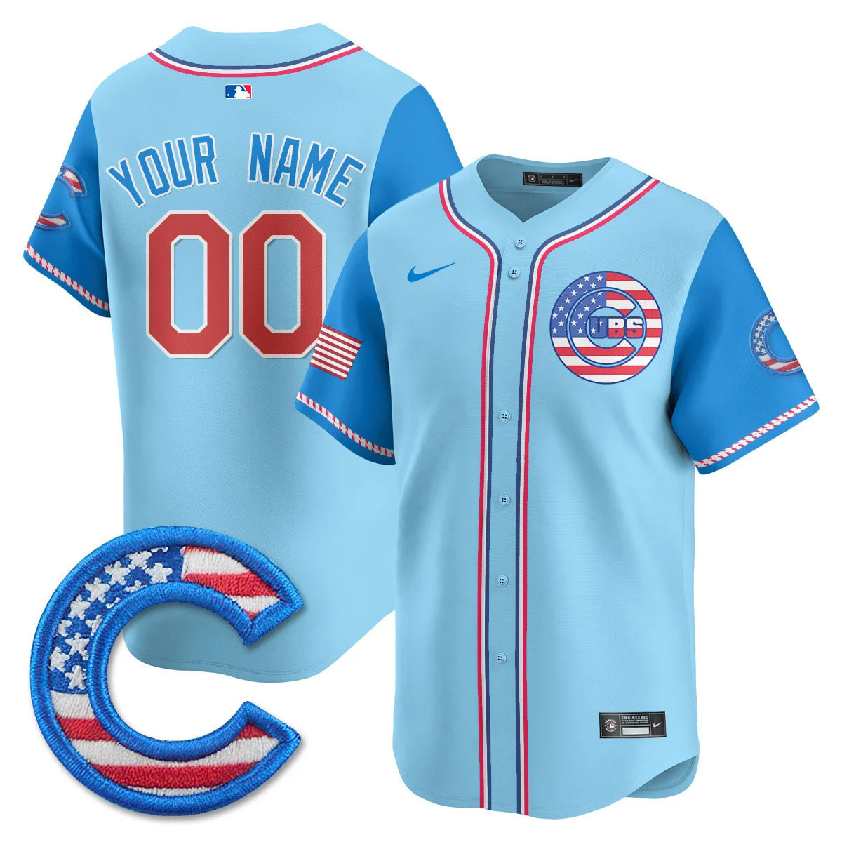 Chicago Cubs 2025 Fourth of July Vapor Premier Limited Custom Jersey - All Stitched