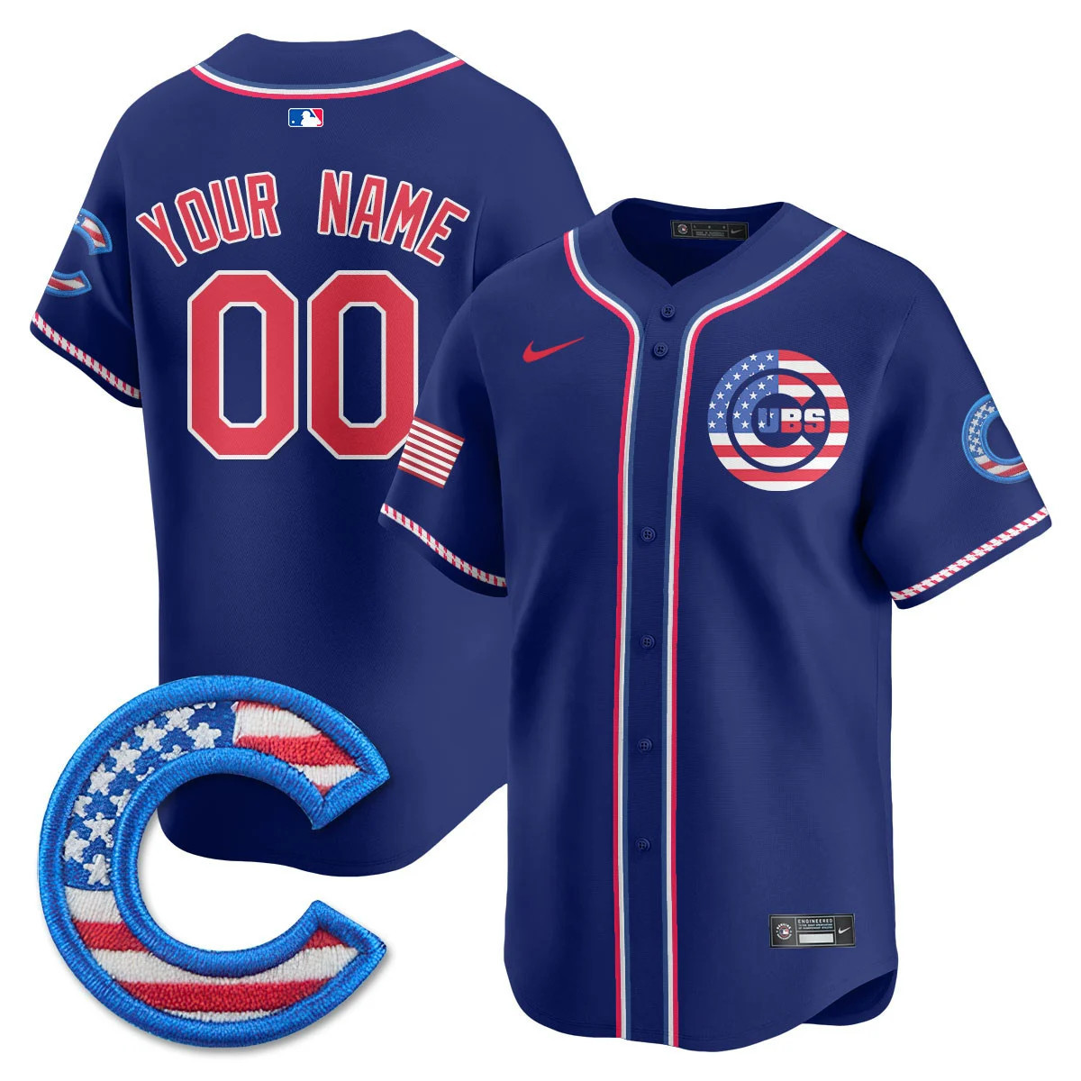 Chicago Cubs 2025 Fourth of July Vapor Premier Limited Custom Jersey - All Stitched