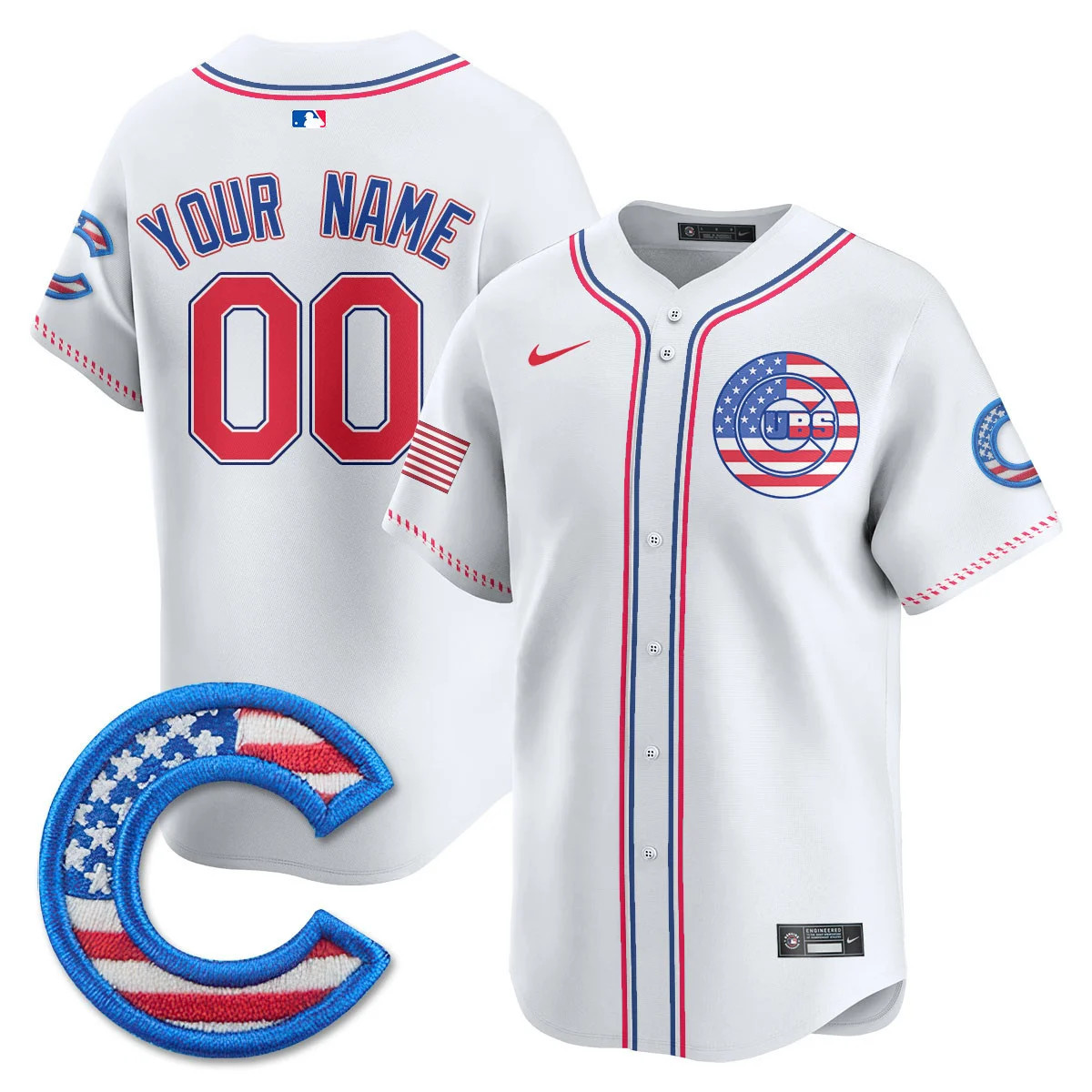 Chicago Cubs 2025 Fourth of July Vapor Premier Limited Custom Jersey - All Stitched