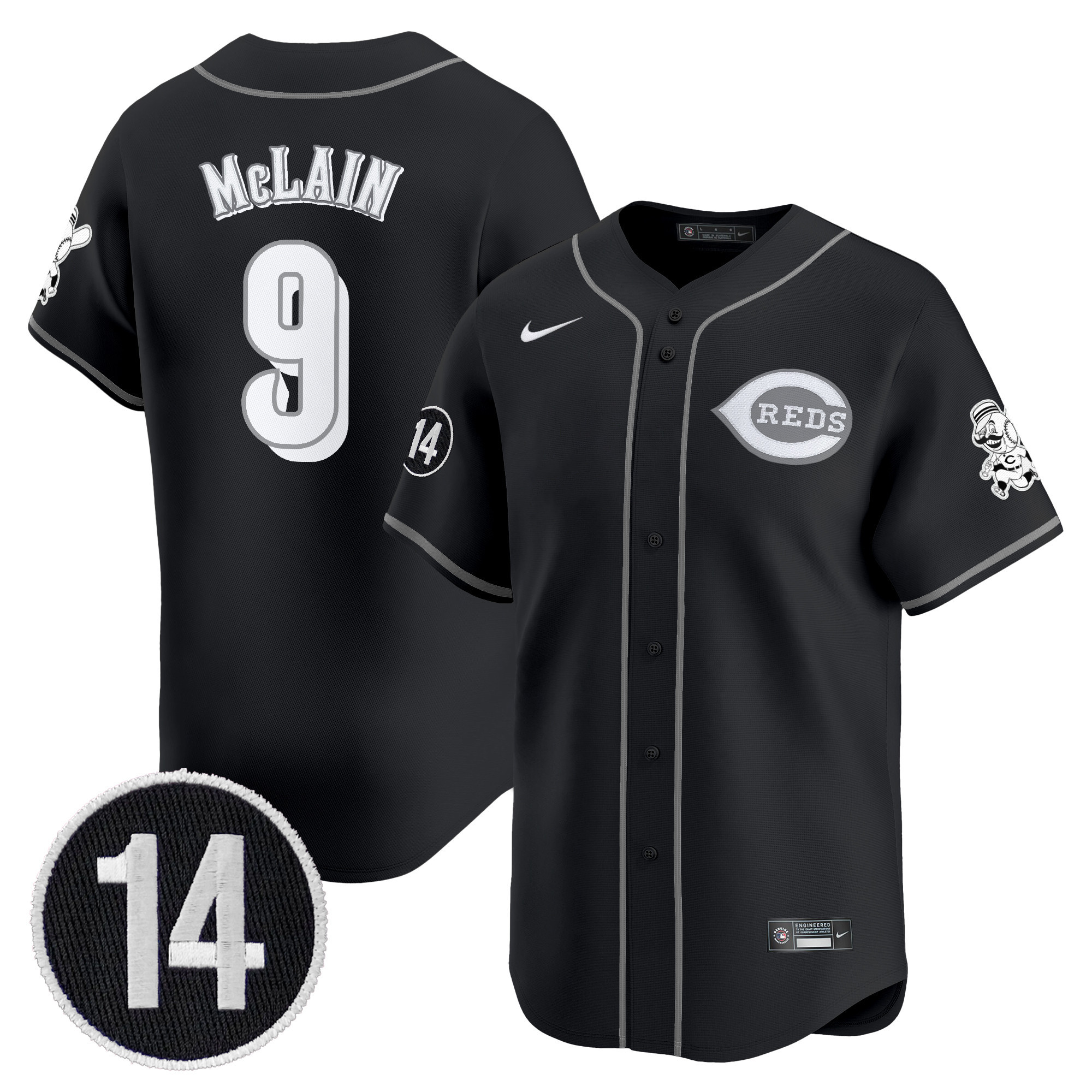 Cincinnati Reds 2025 Lights Out Vapor Premier Limited Jersey - Pete Rose Patch - All Stitched