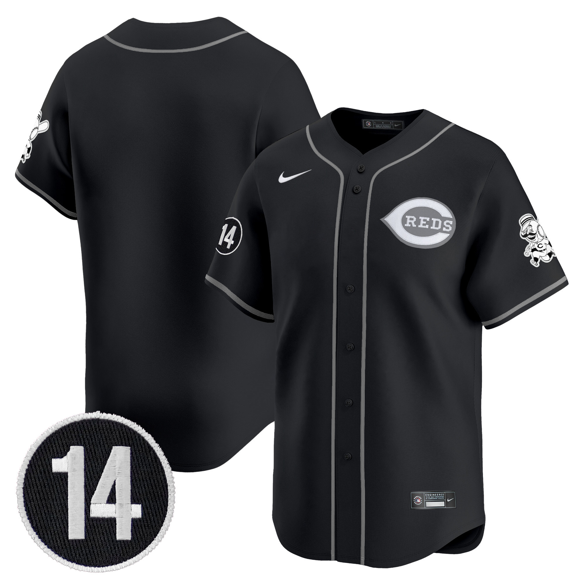 Cincinnati Reds 2025 Lights Out Vapor Premier Limited Jersey - Pete Rose Patch - All Stitched
