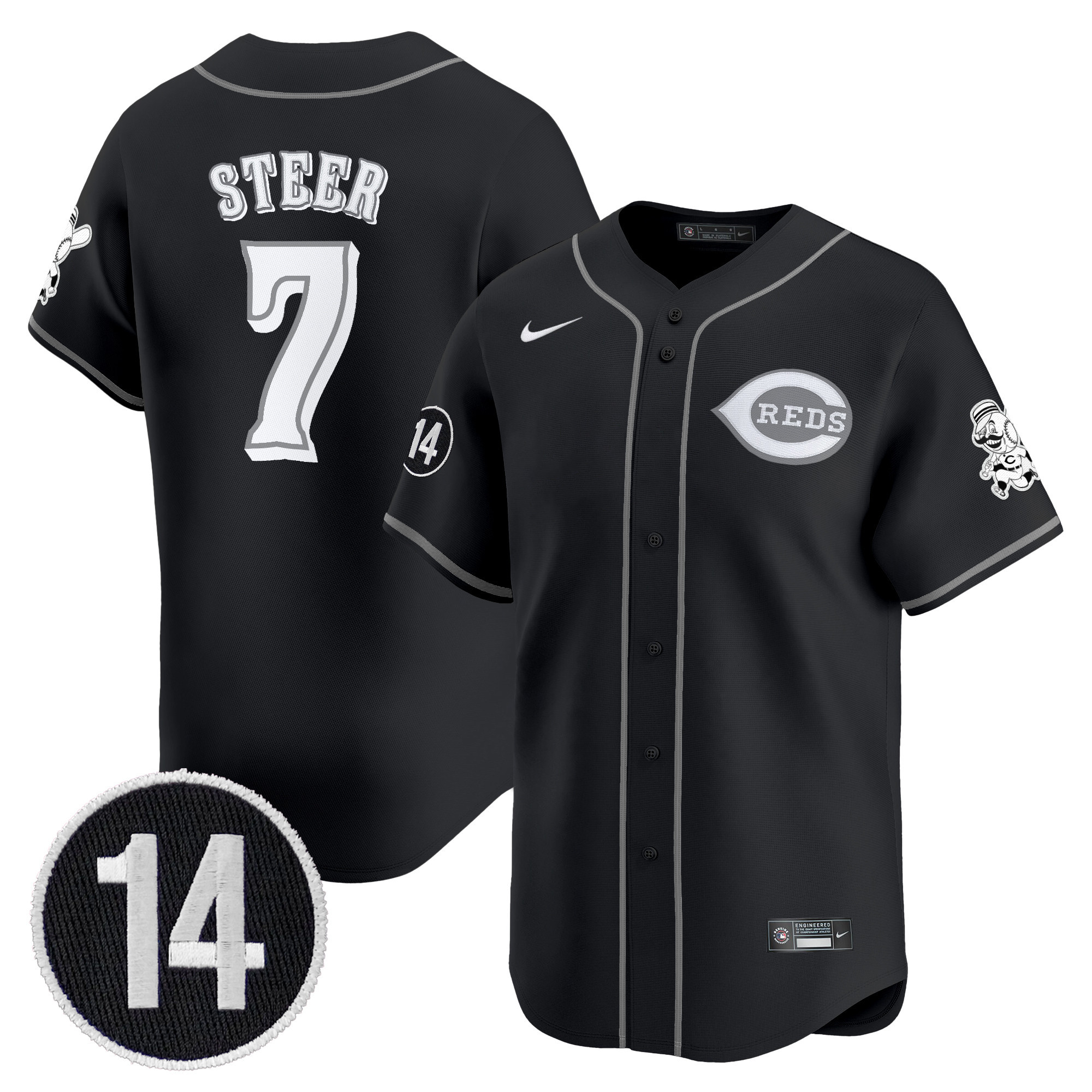 Cincinnati Reds 2025 Lights Out Vapor Premier Limited Jersey - Pete Rose Patch - All Stitched