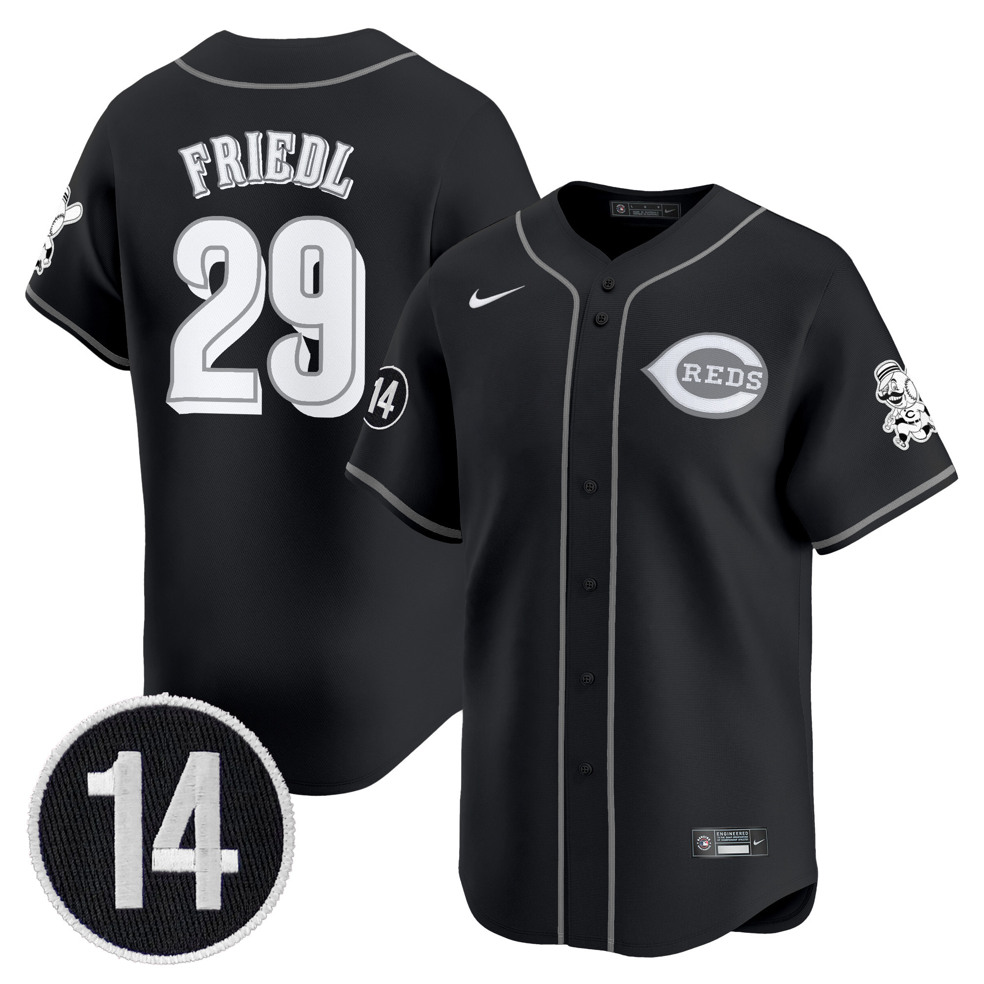 Cincinnati Reds 2025 Lights Out Vapor Premier Limited Jersey - Pete Rose Patch - All Stitched