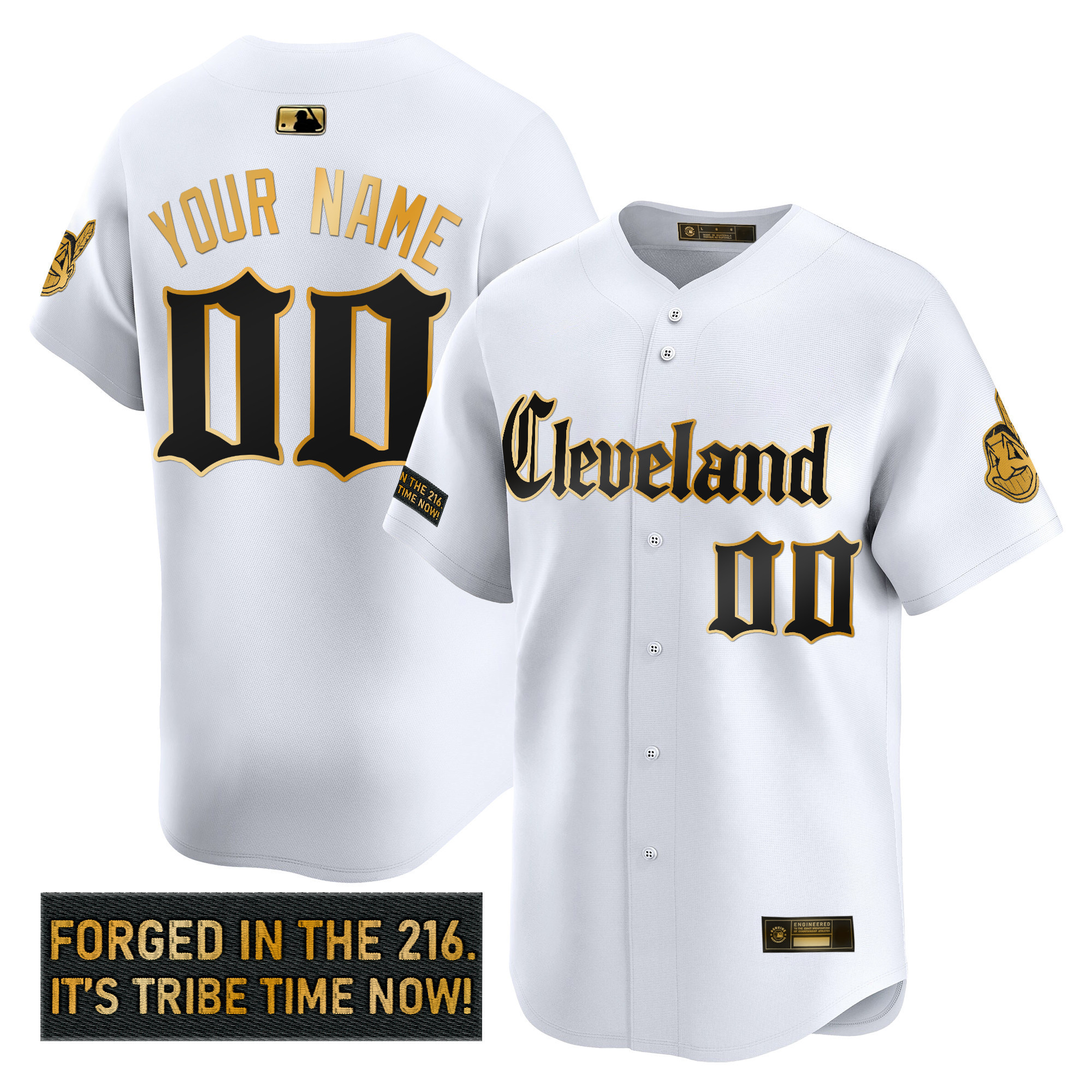 Cleveland Indians 'Gothic Iron Edition' Gold Vapor Premier Limited Custom Jersey - All Stitched