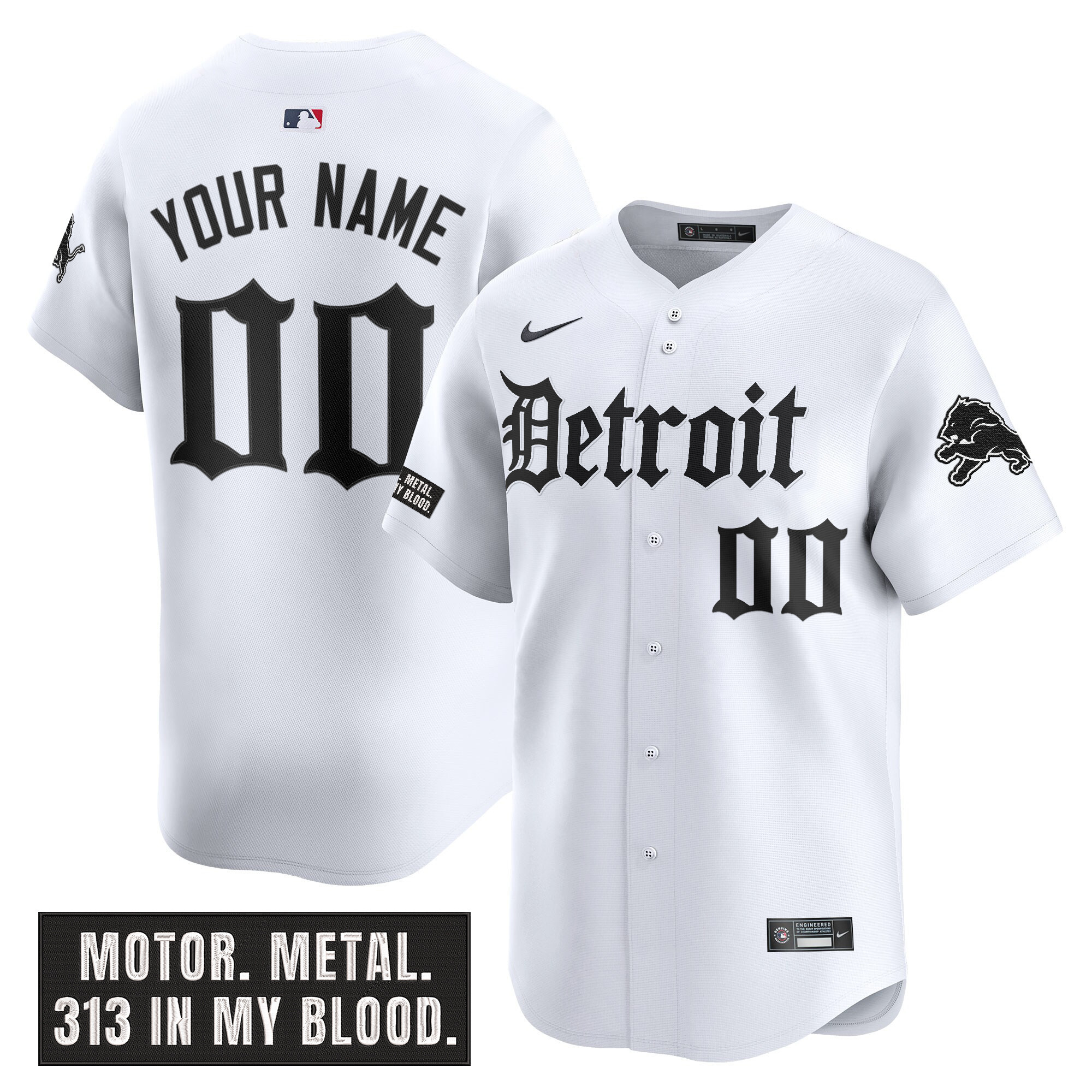 Detroit Lions 'Motor Gothic Edition' Vapor Premier Limited Custom Jersey - All Stitched