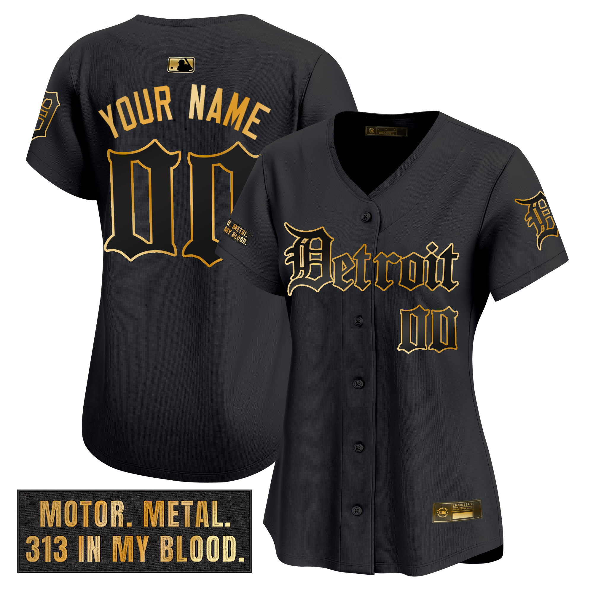 Detroit Tigers 'Motor Gothic Edition' Gold Vapor Premier Limited Custom Jersey - All Stitched