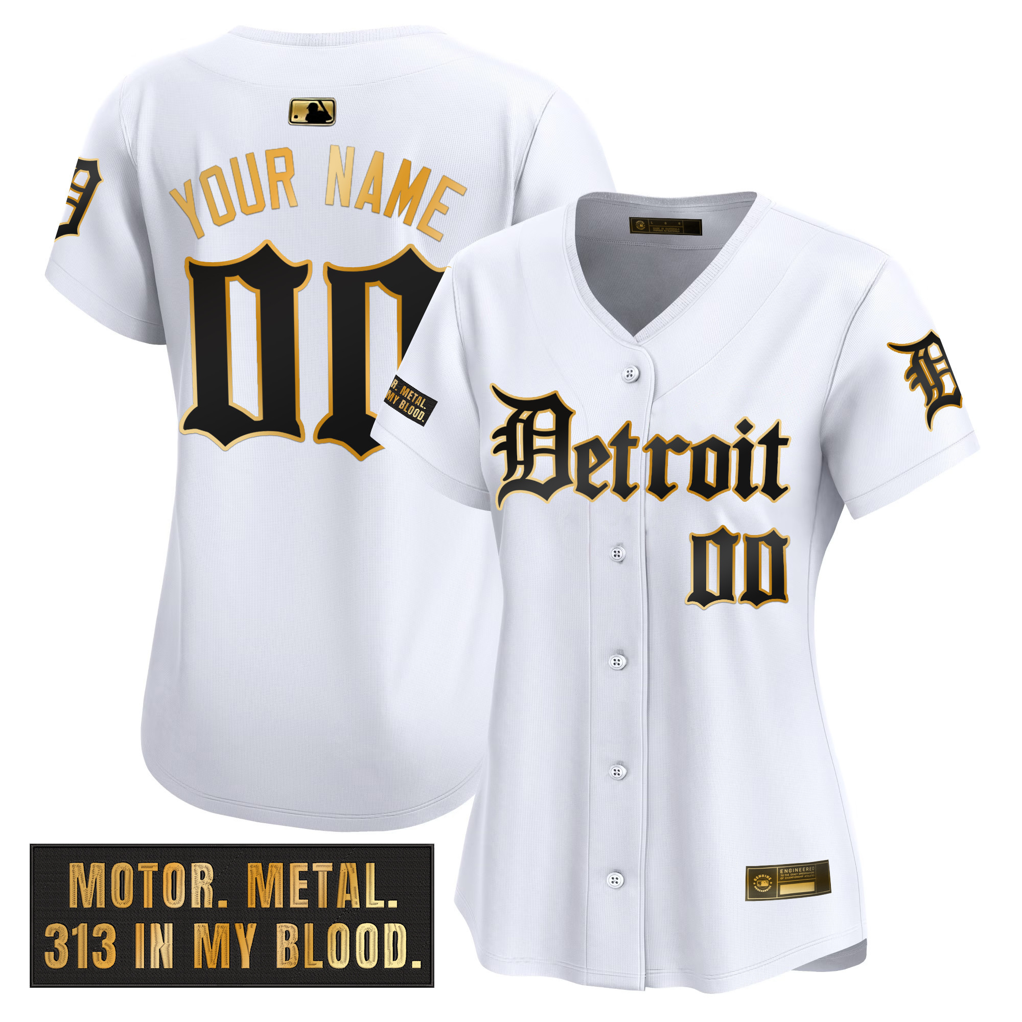 Detroit Tigers 'Motor Gothic Edition' Gold Vapor Premier Limited Custom Jersey - All Stitched