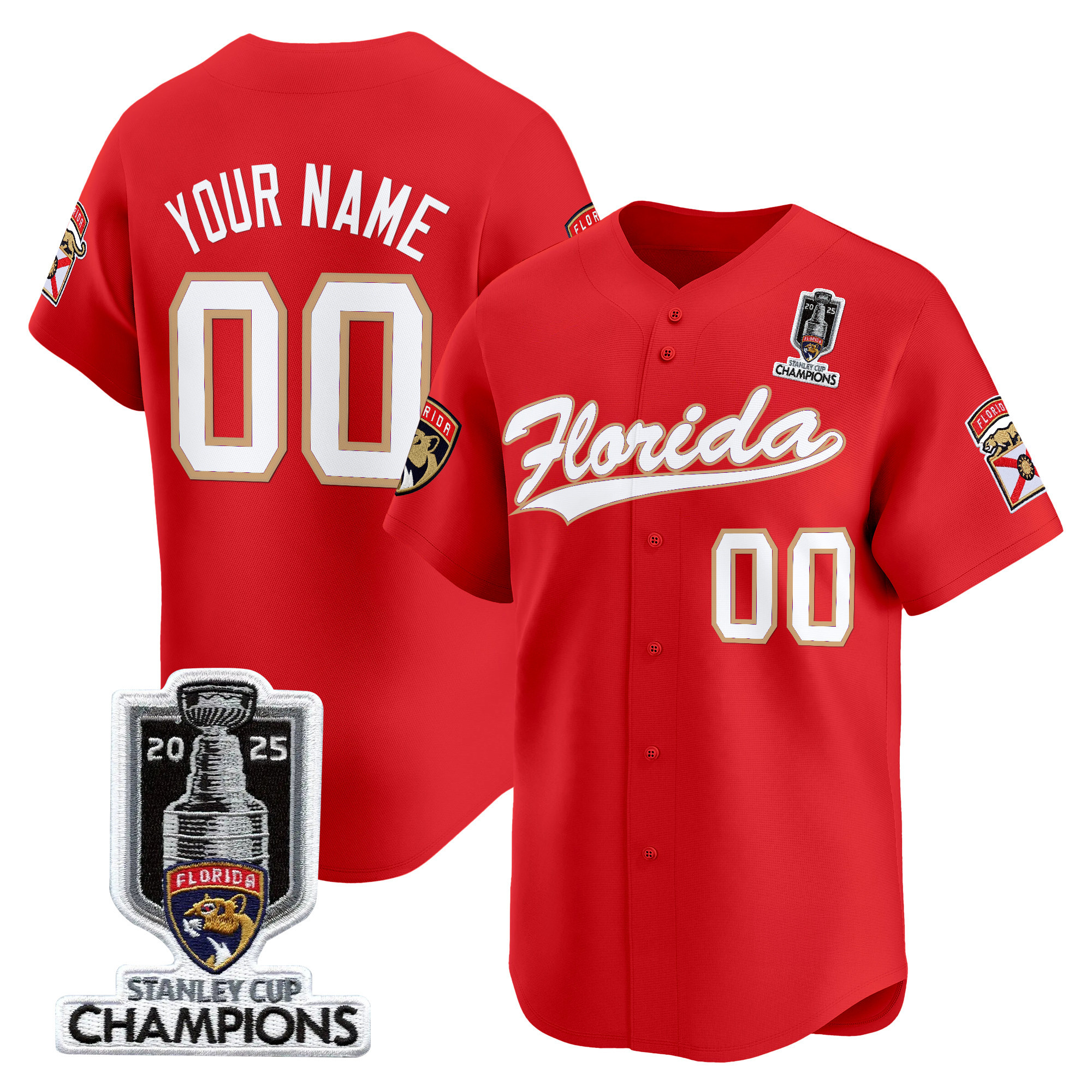 Florida Panthers 2025 Stanley Cup Champions Vapor Baseball Custom Jersey - All Stitched