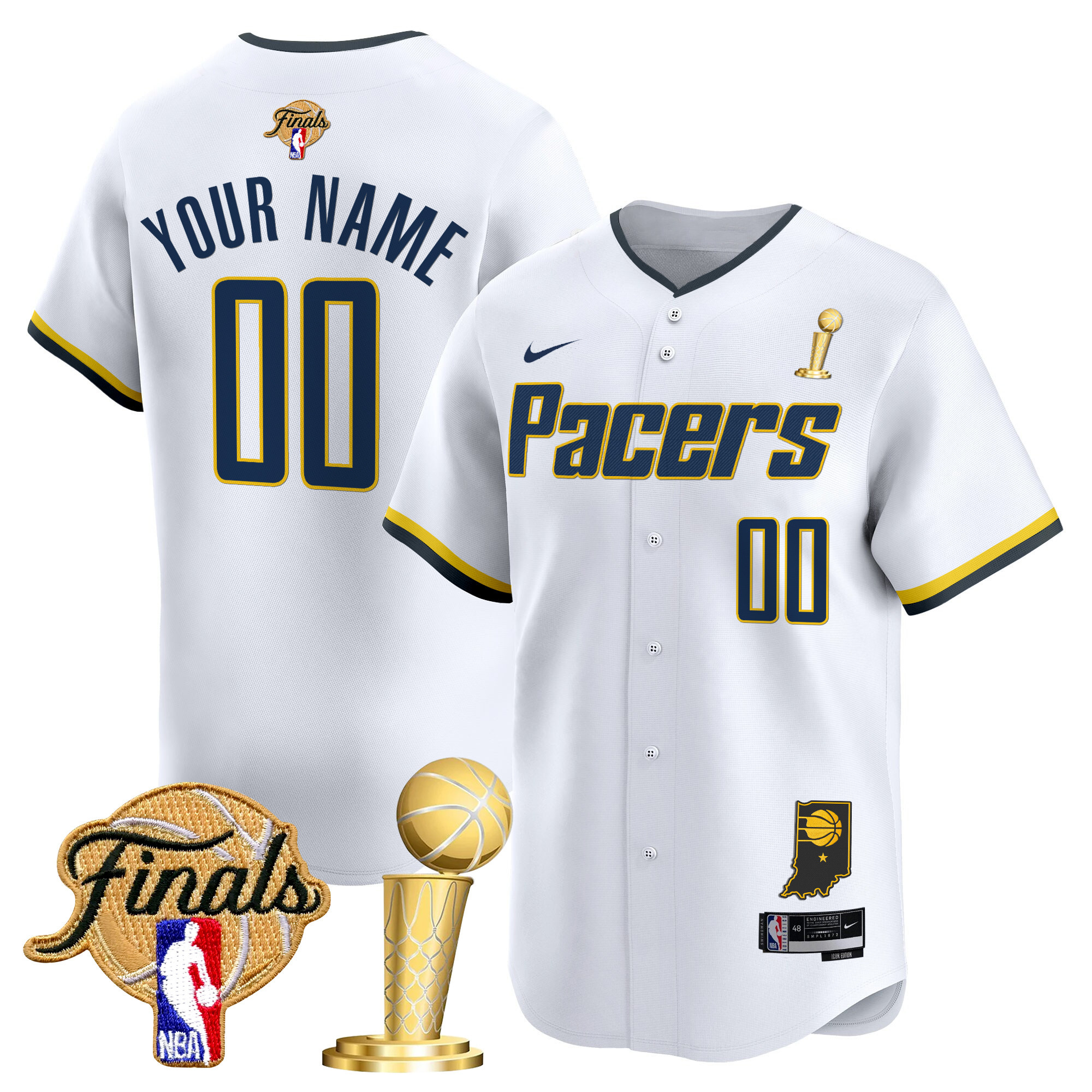 Indiana Pacers 2025 Champions Vapor Baseball Custom Jersey - All Stitched