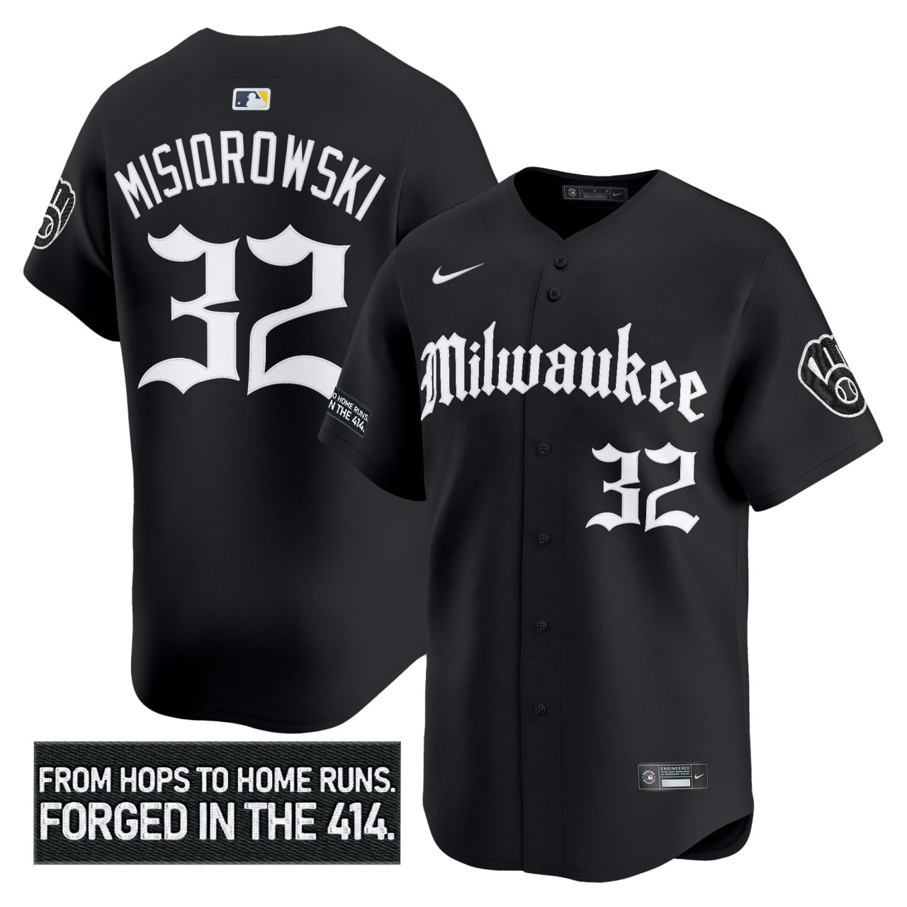 Jacob Misiorowski Brewers 'Gothic 414 Shadows Edition' Vapor Premier Limited Jersey - All Stitched
