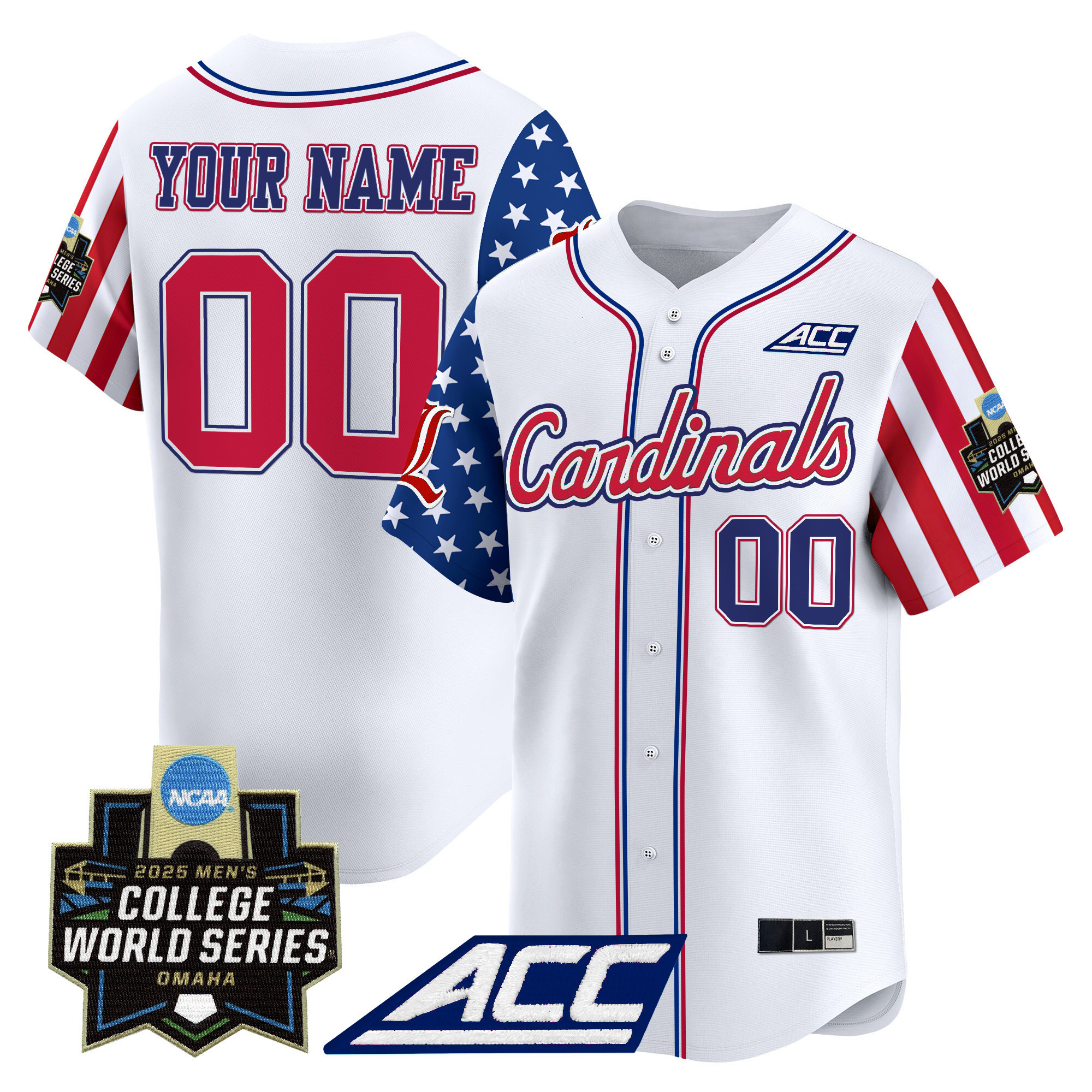 Louisville Cardinals 2025 Independence Day Vapor Premier Limited Custom Jersey - World Series Patch - All Stitched