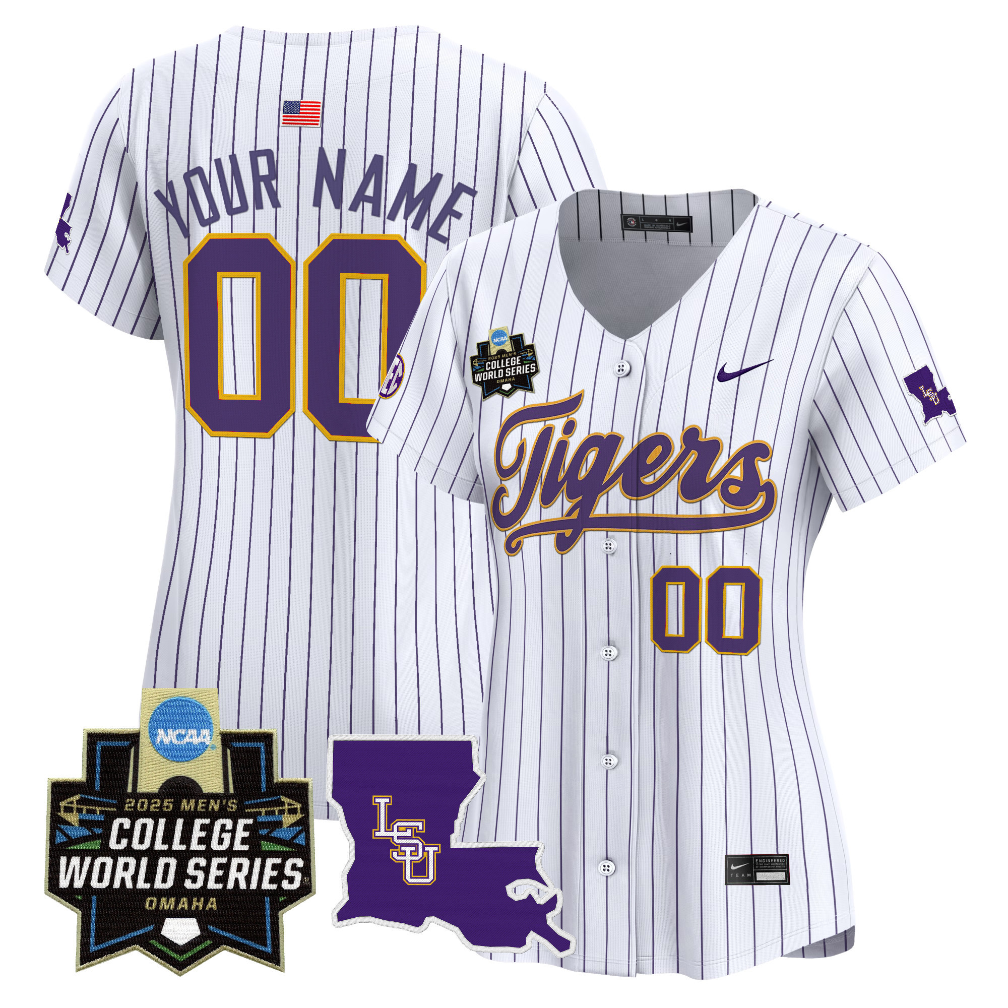 LSU Tigers 2025 World Series Vapor Premier Limited Custom Jersey - All Stitched