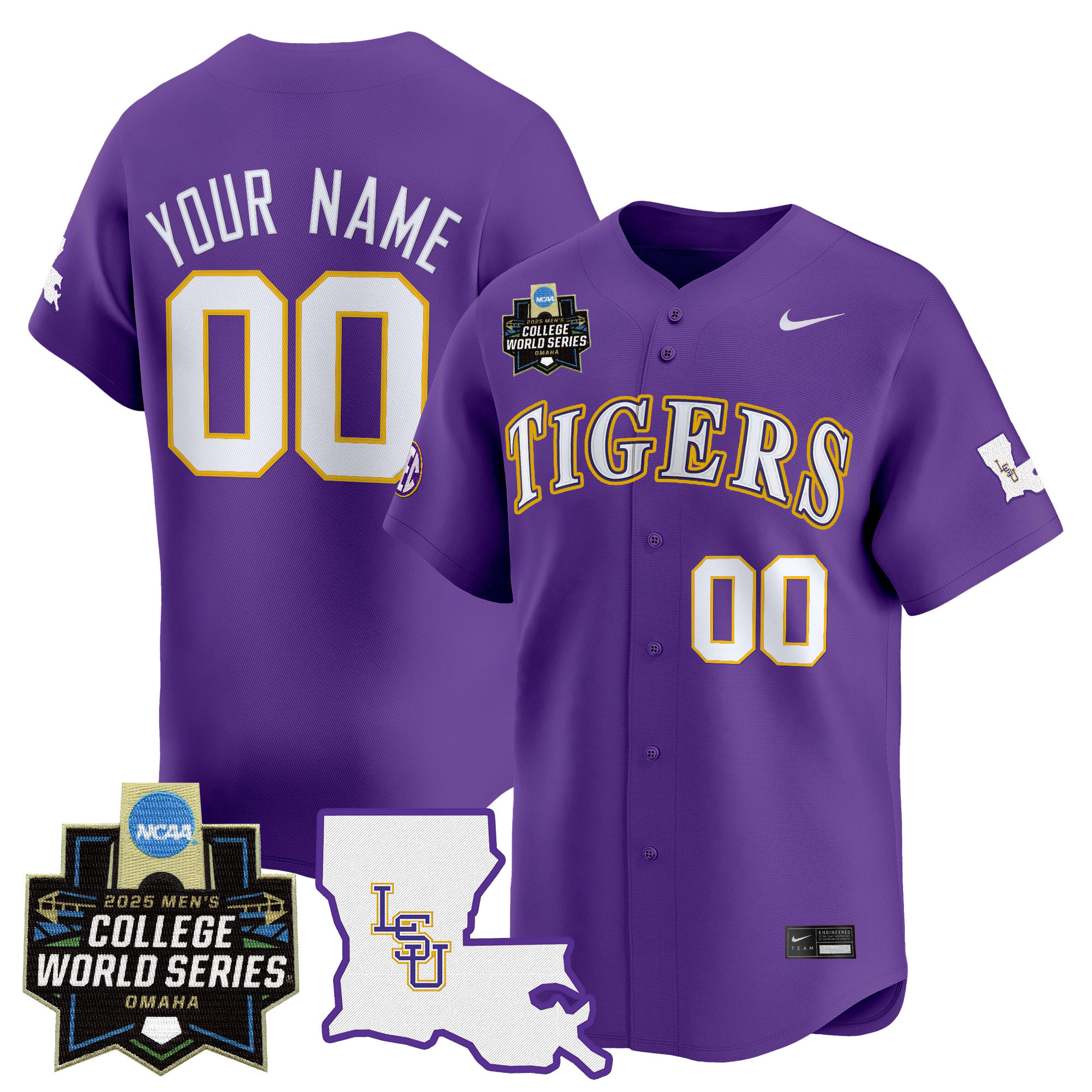 LSU Tigers 2025 World Series Vapor Premier Limited Custom Jersey - All Stitched