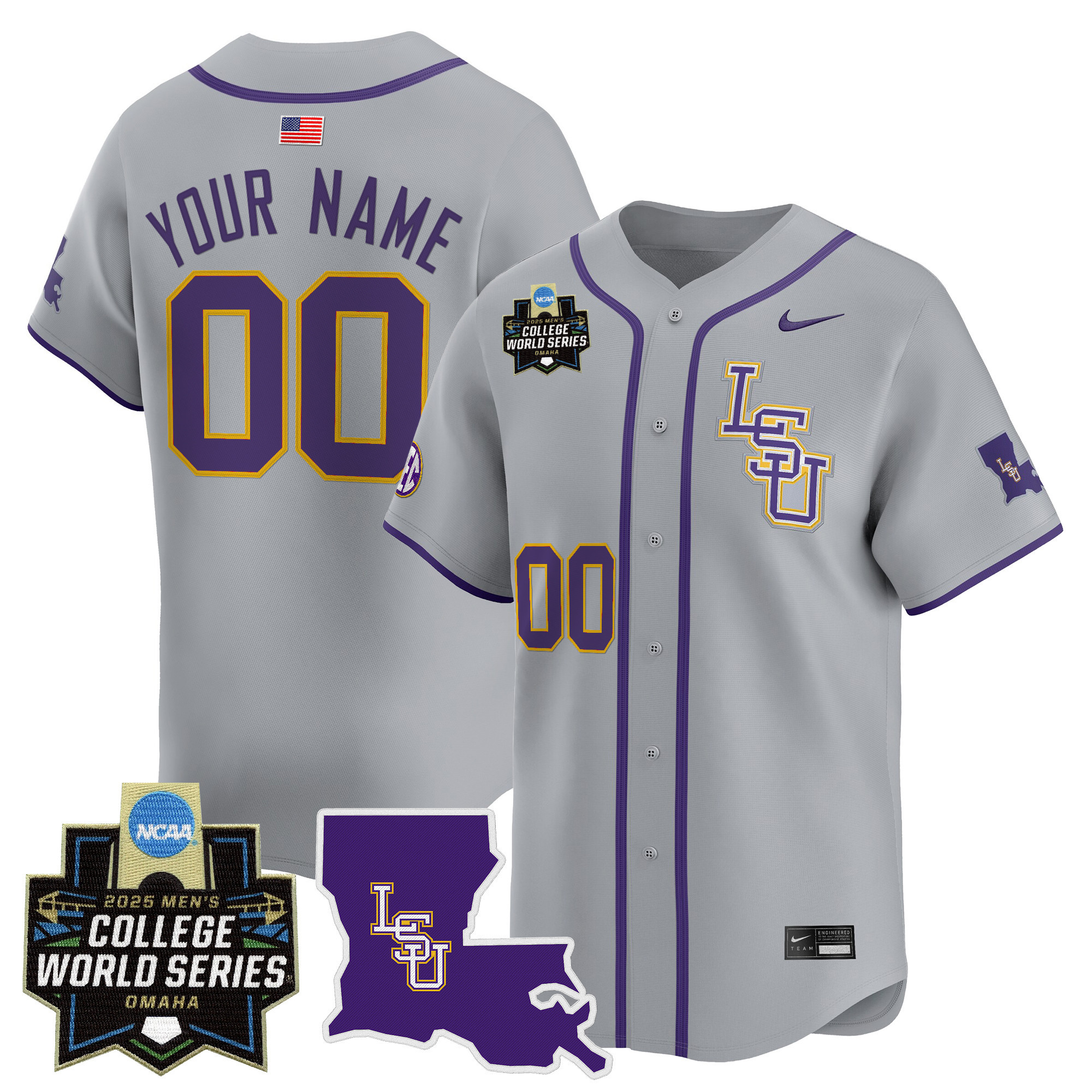LSU Tigers 2025 World Series Vapor Premier Limited Custom Jersey - All Stitched