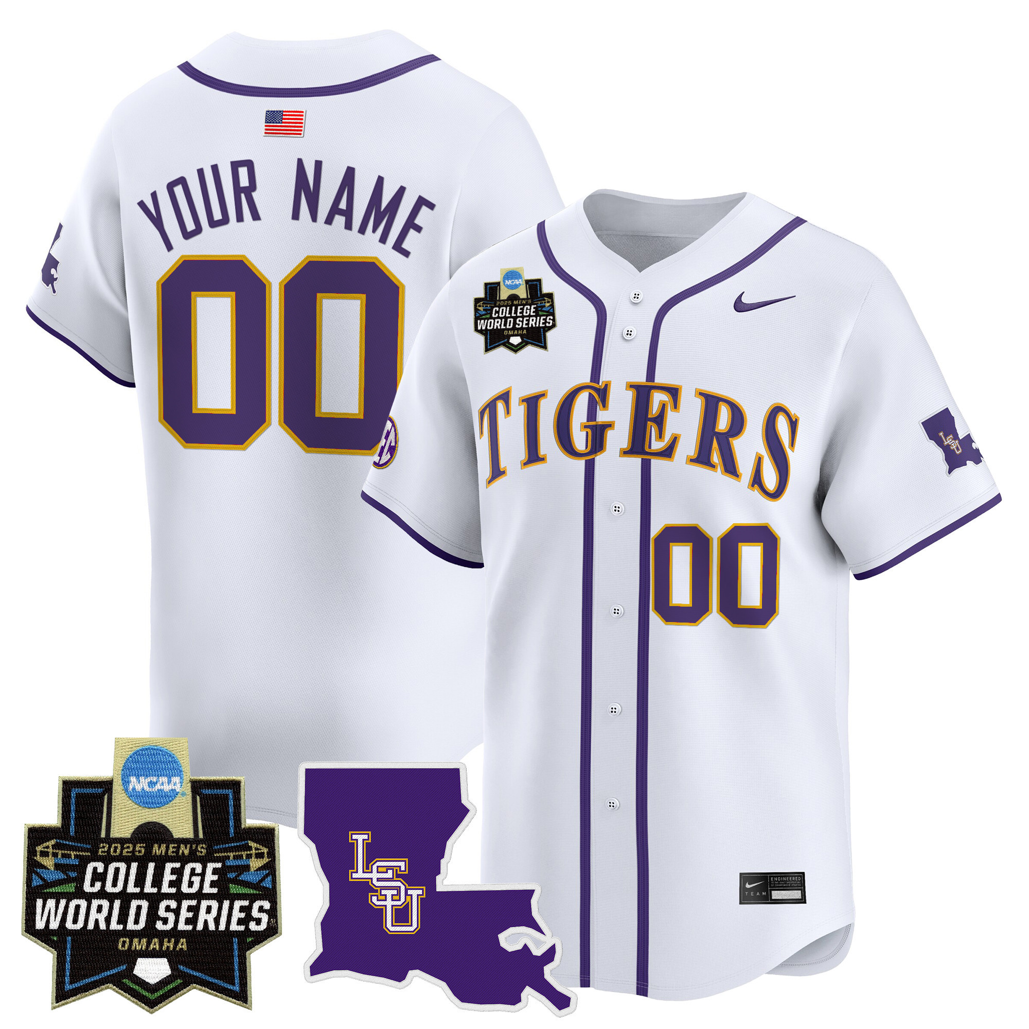 LSU Tigers 2025 World Series Vapor Premier Limited Custom Jersey - All Stitched